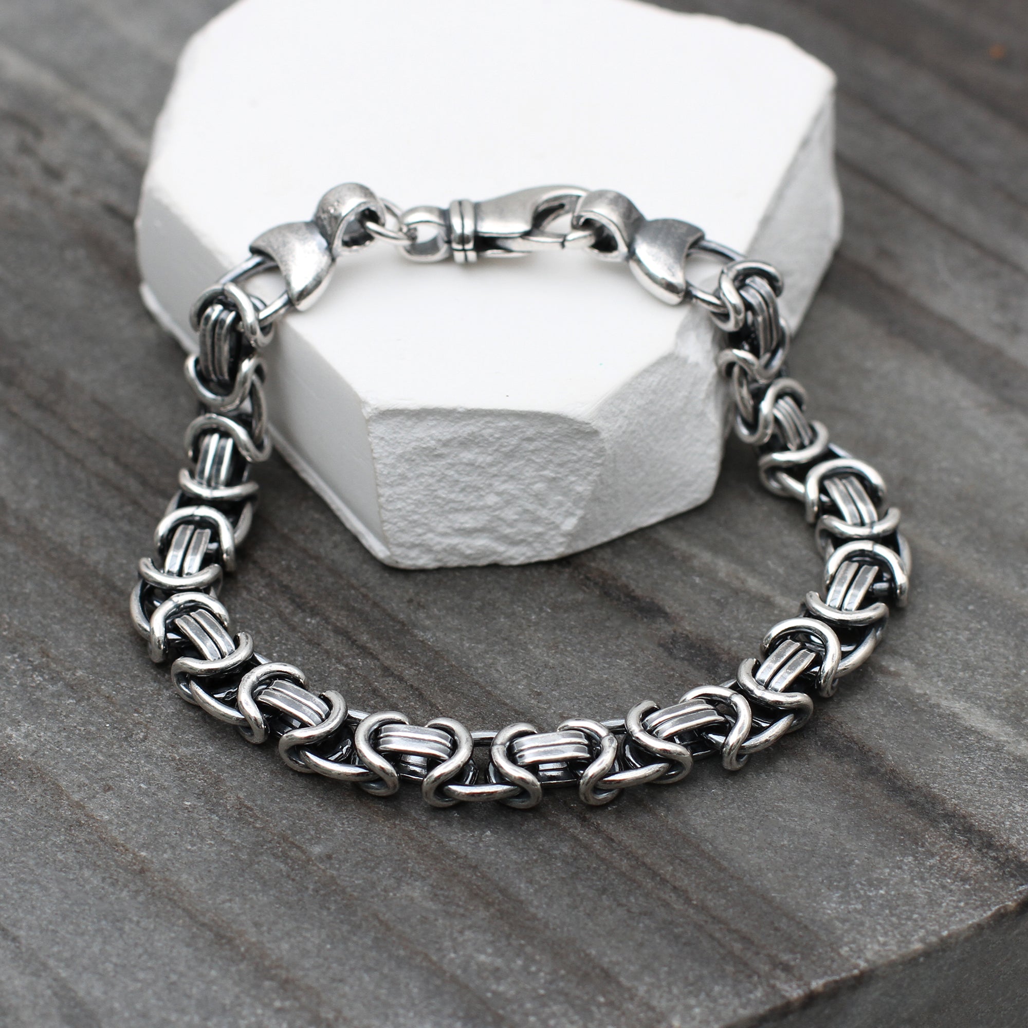 Men's Heavy Silver Chain Detail Bracelet