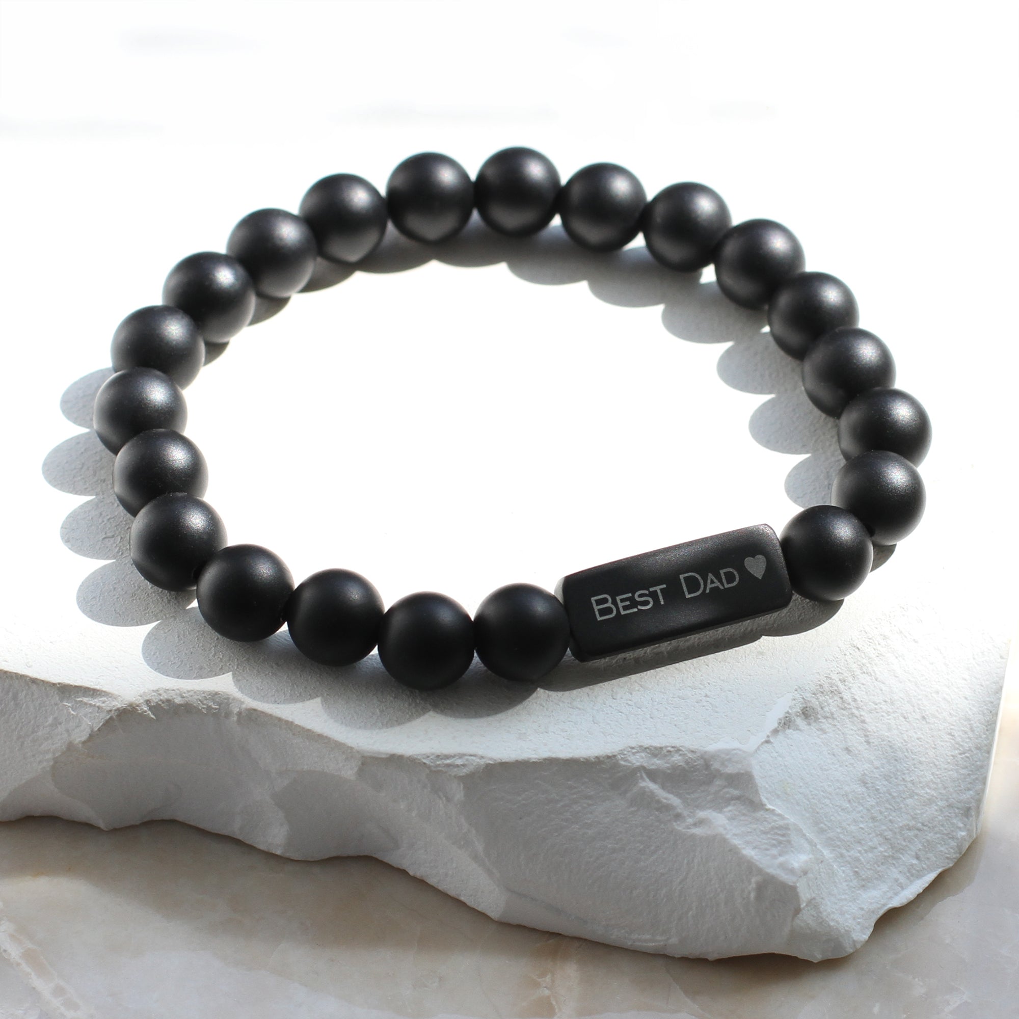 Men's Personalised Onyx Bead Bracelet