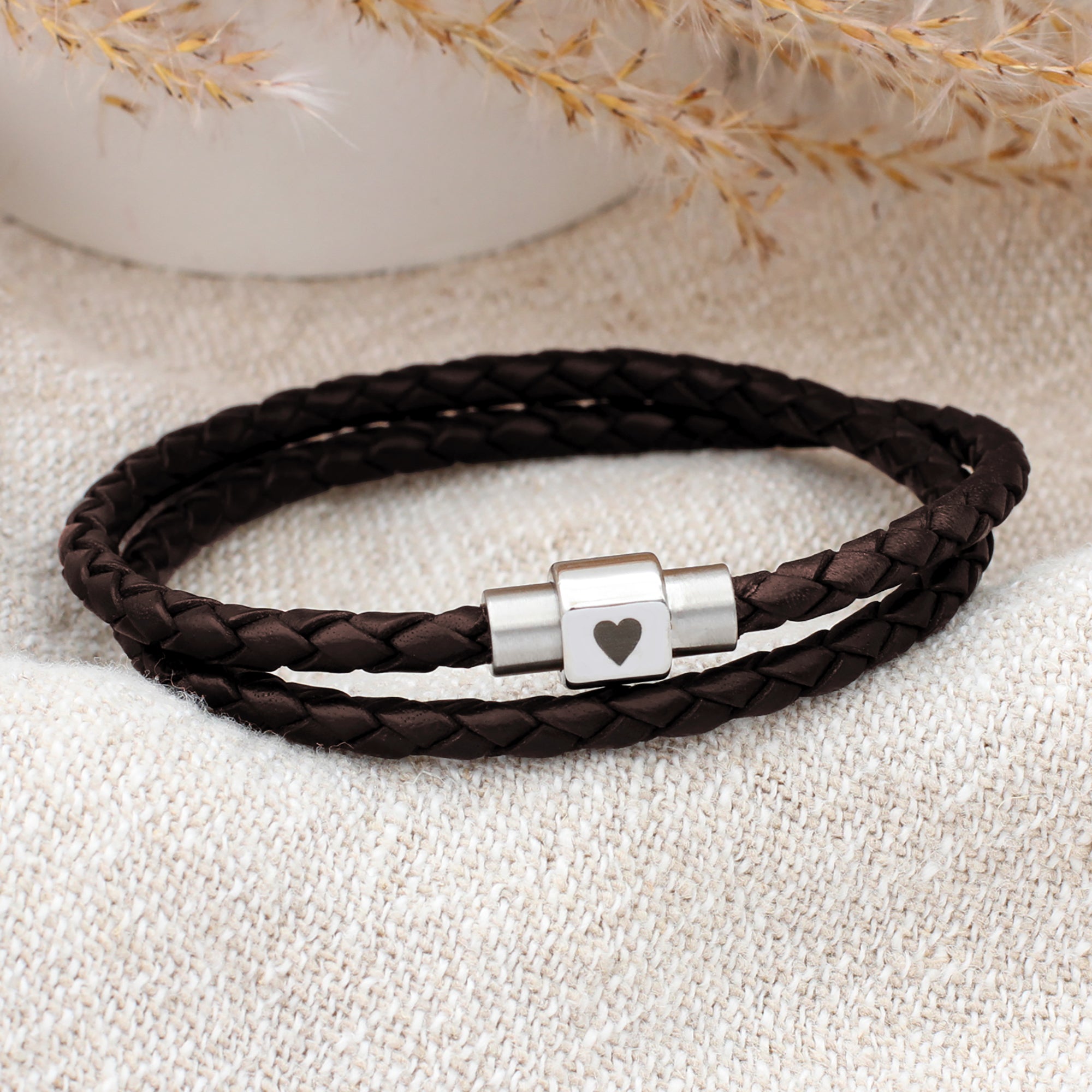 Mens Personalised Symbol Double Leather Bracelet