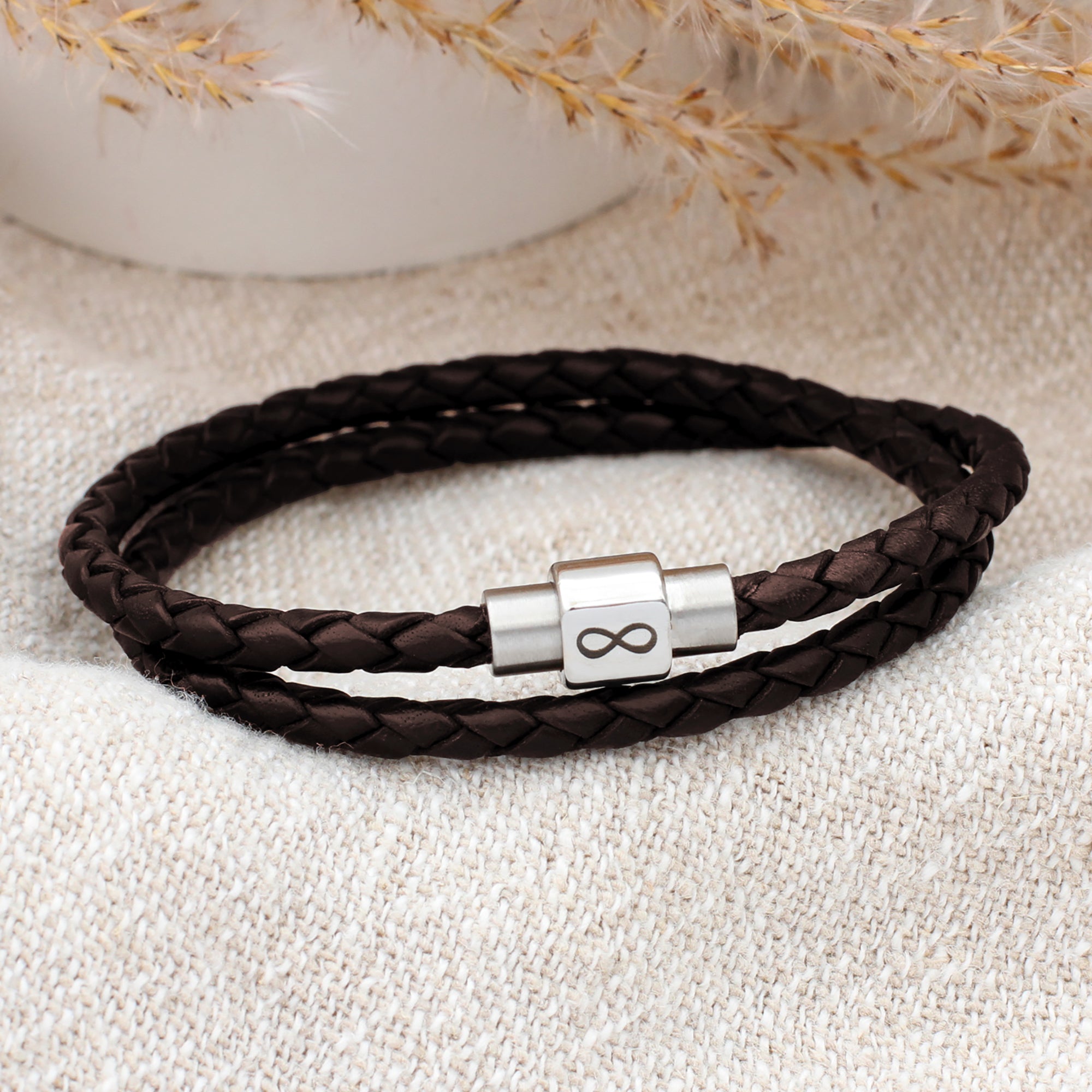 Mens Personalised Symbol Double Leather Bracelet
