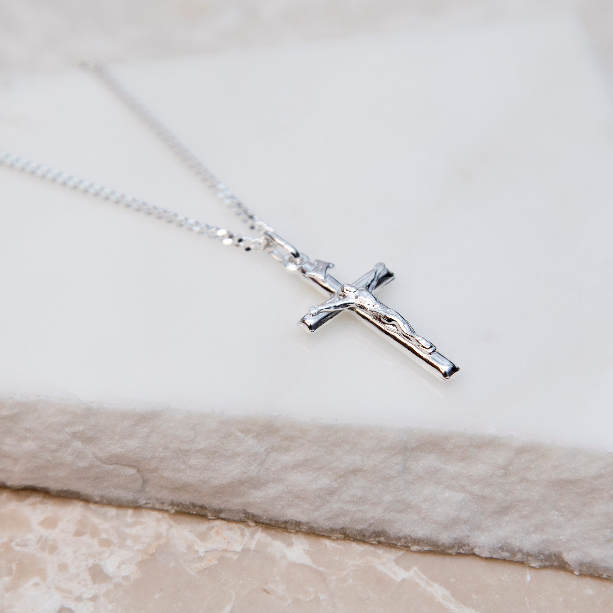 Mens Personalised Sterling Silver Crucifix Pendant