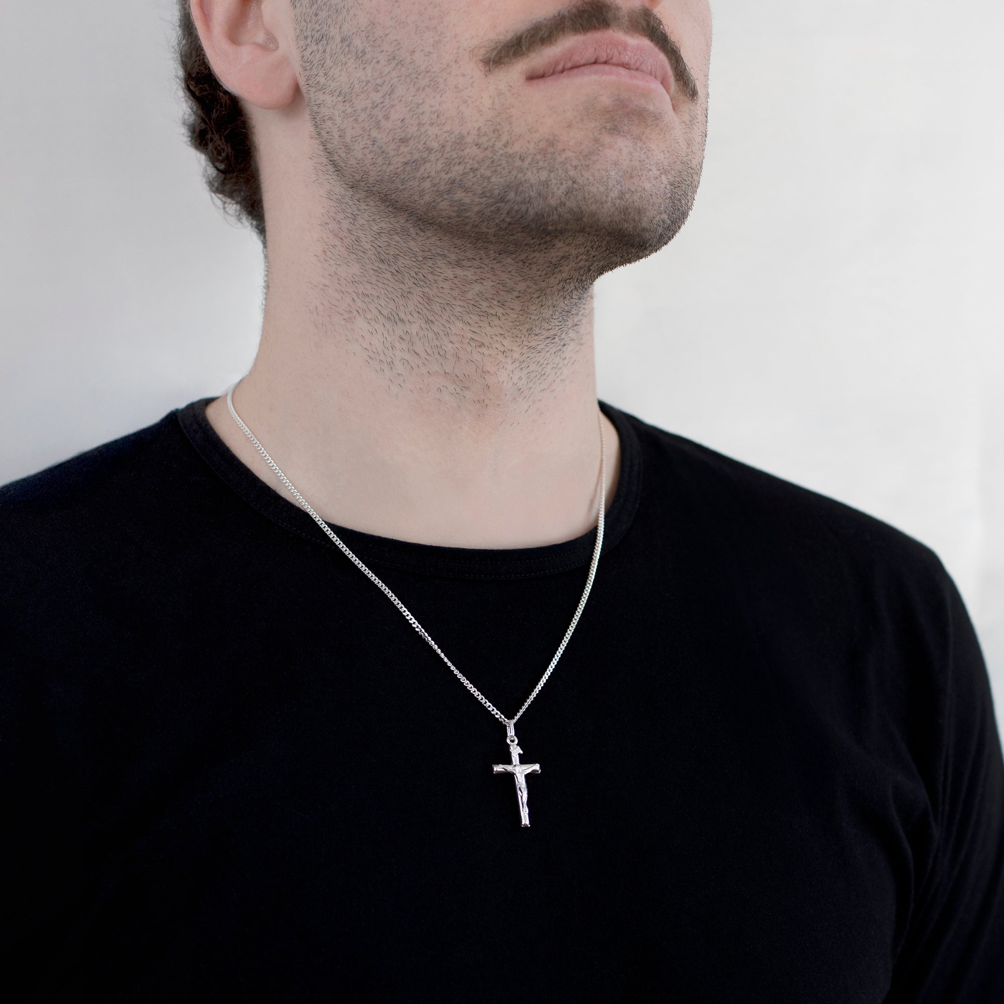 Mens Personalised Sterling Silver Crucifix Pendant