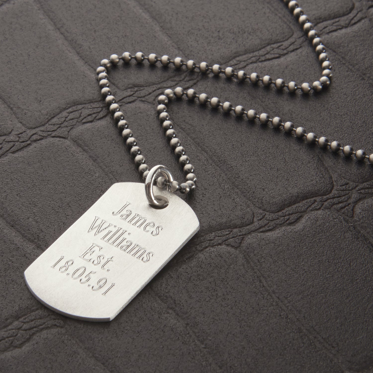 Mens Personalised Sterling Silver Dog Tag Necklace