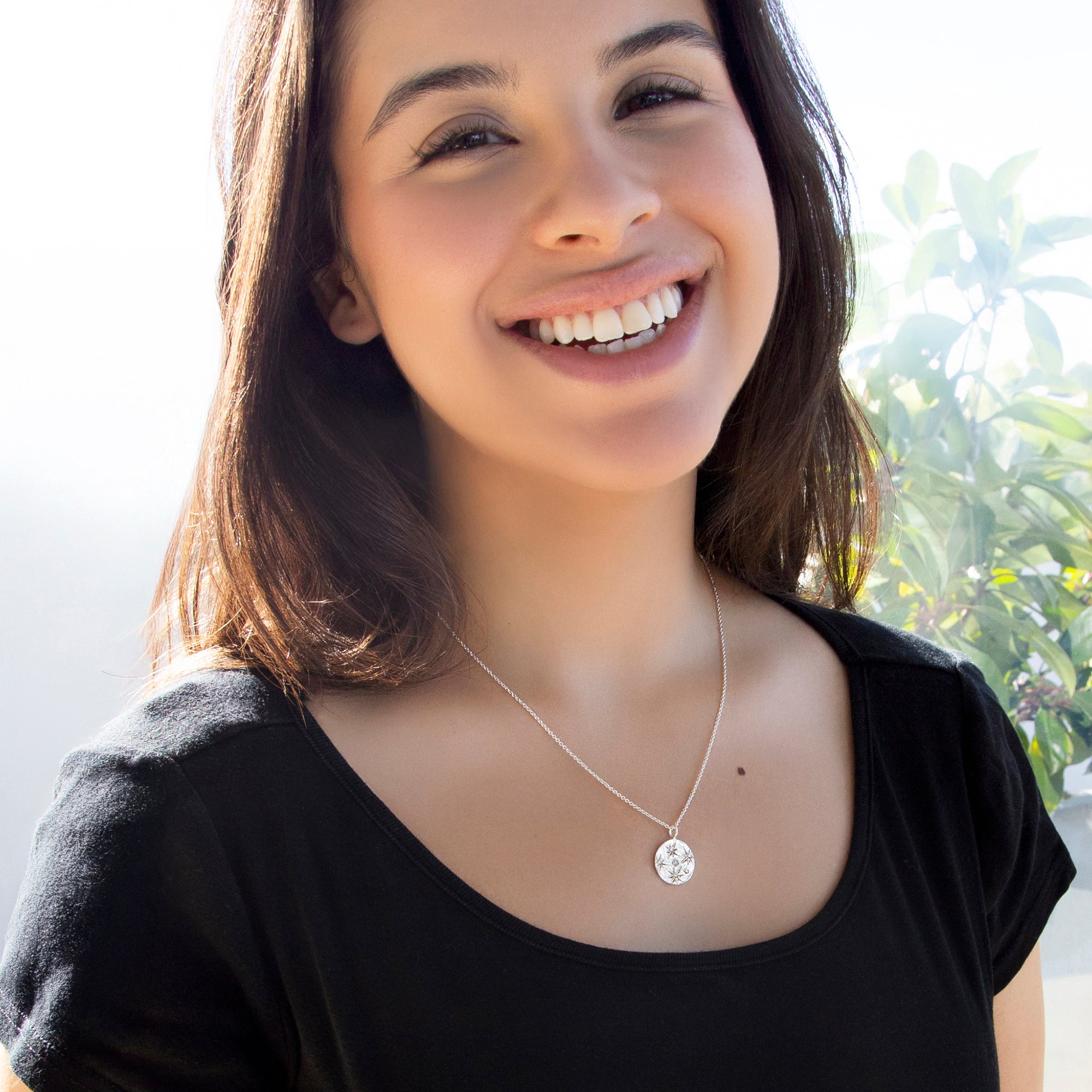 Personalised Sterling Silver or 18ct Gold Plated Cz Star and Moon Pendant Necklace