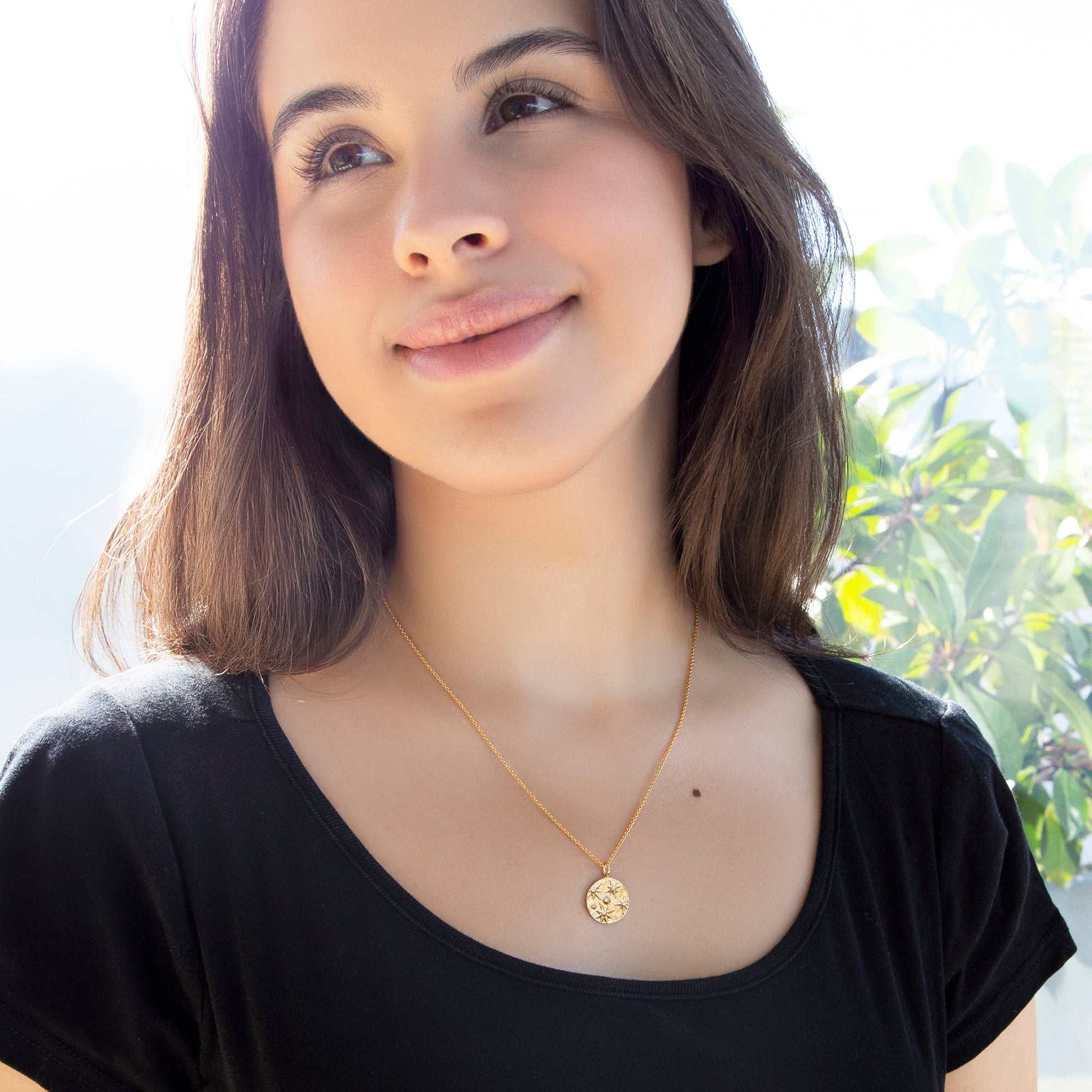 Personalised Sterling Silver or 18ct Gold Plated Cz Star and Moon Pendant Necklace