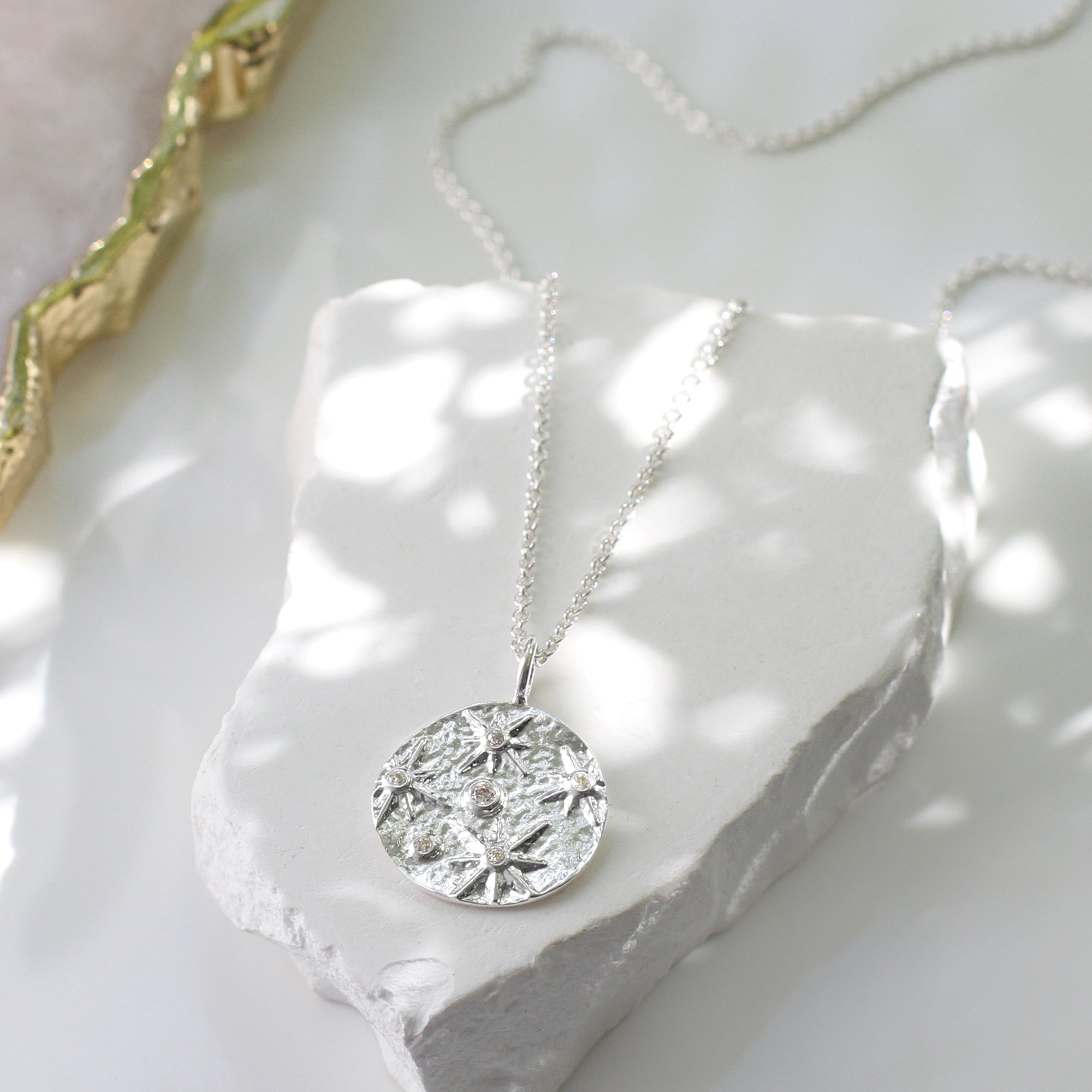 Personalised Sterling Silver or 18ct Gold Plated Cz Star and Moon Pendant Necklace