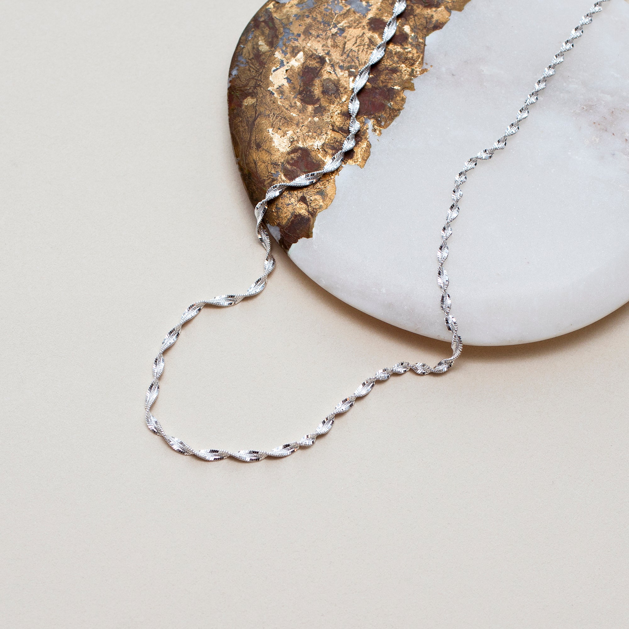 Personalised Sterling Silver Twisted Herringbone Necklace