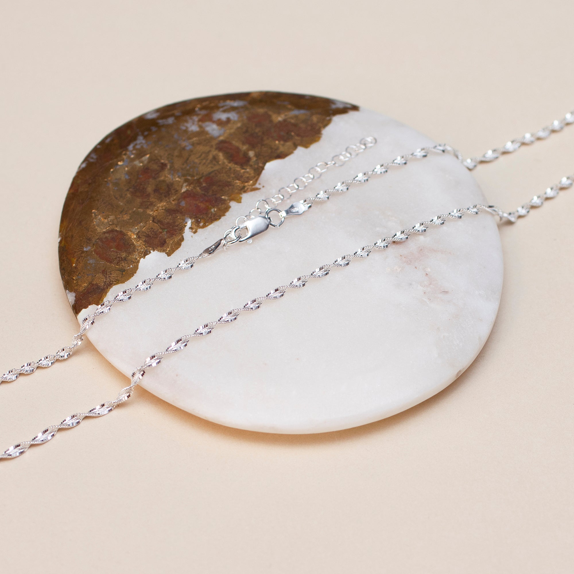 Personalised Sterling Silver Twisted Herringbone Necklace