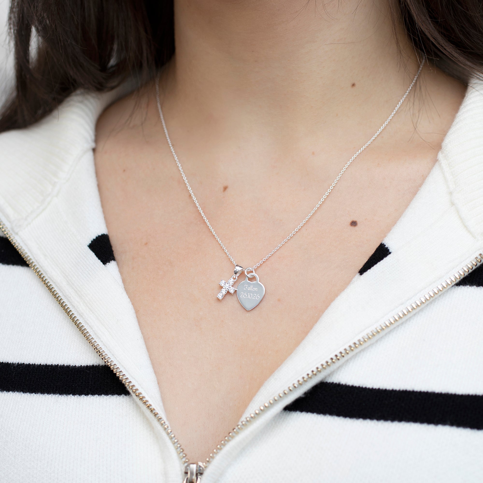 Personalised Sterling Silver CZ Cross Pendant