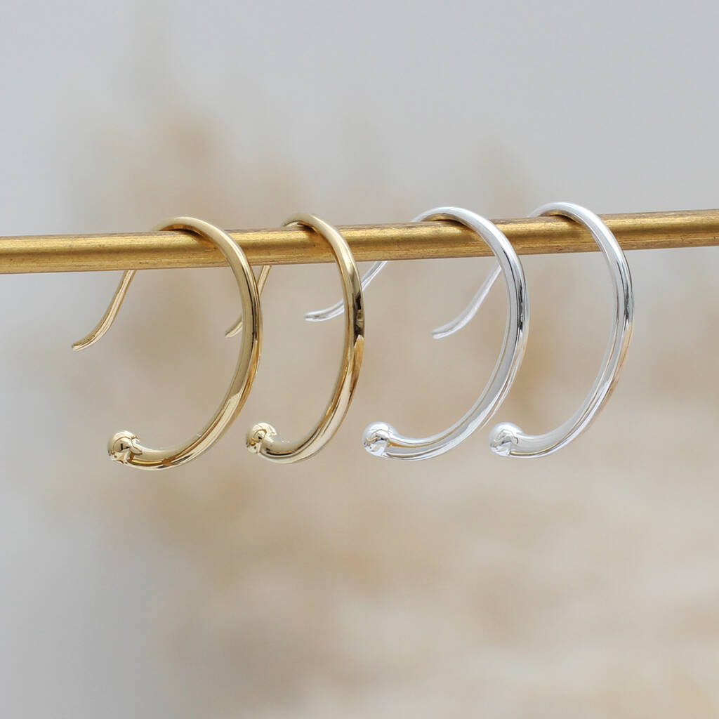 Sterling Silver Or Gold Plated Oval Pull Thru Earrings