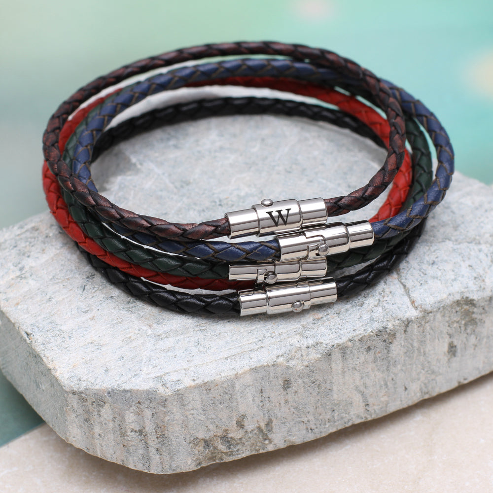【HURLEY BURLEY】Leather Tattoo Identity Bracelet 名入れ ♪ Mens Personalised Symbol Slim Leather Bracelet