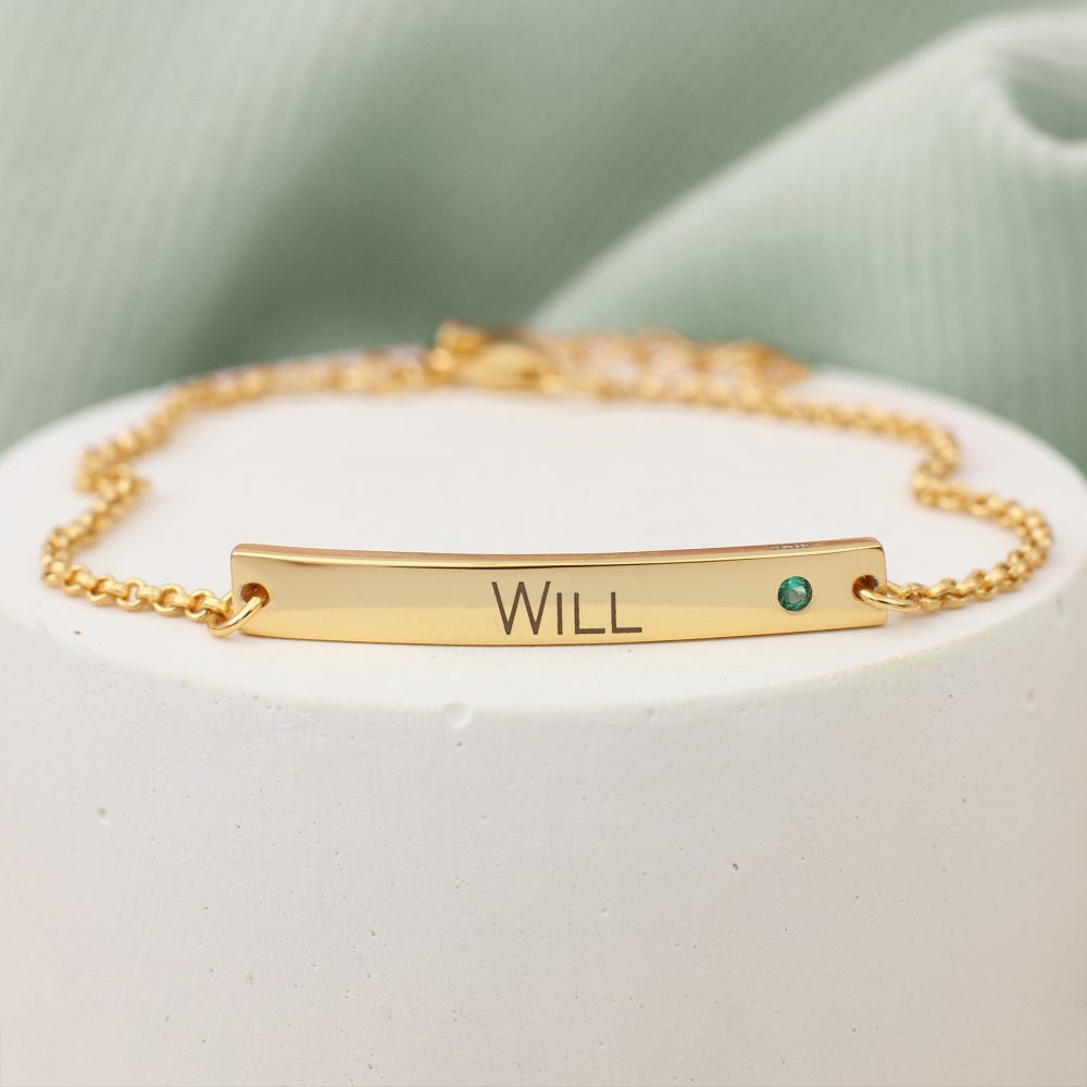 Personalised 18ct Gold Plated Child's Birthstone Christening Bracelet