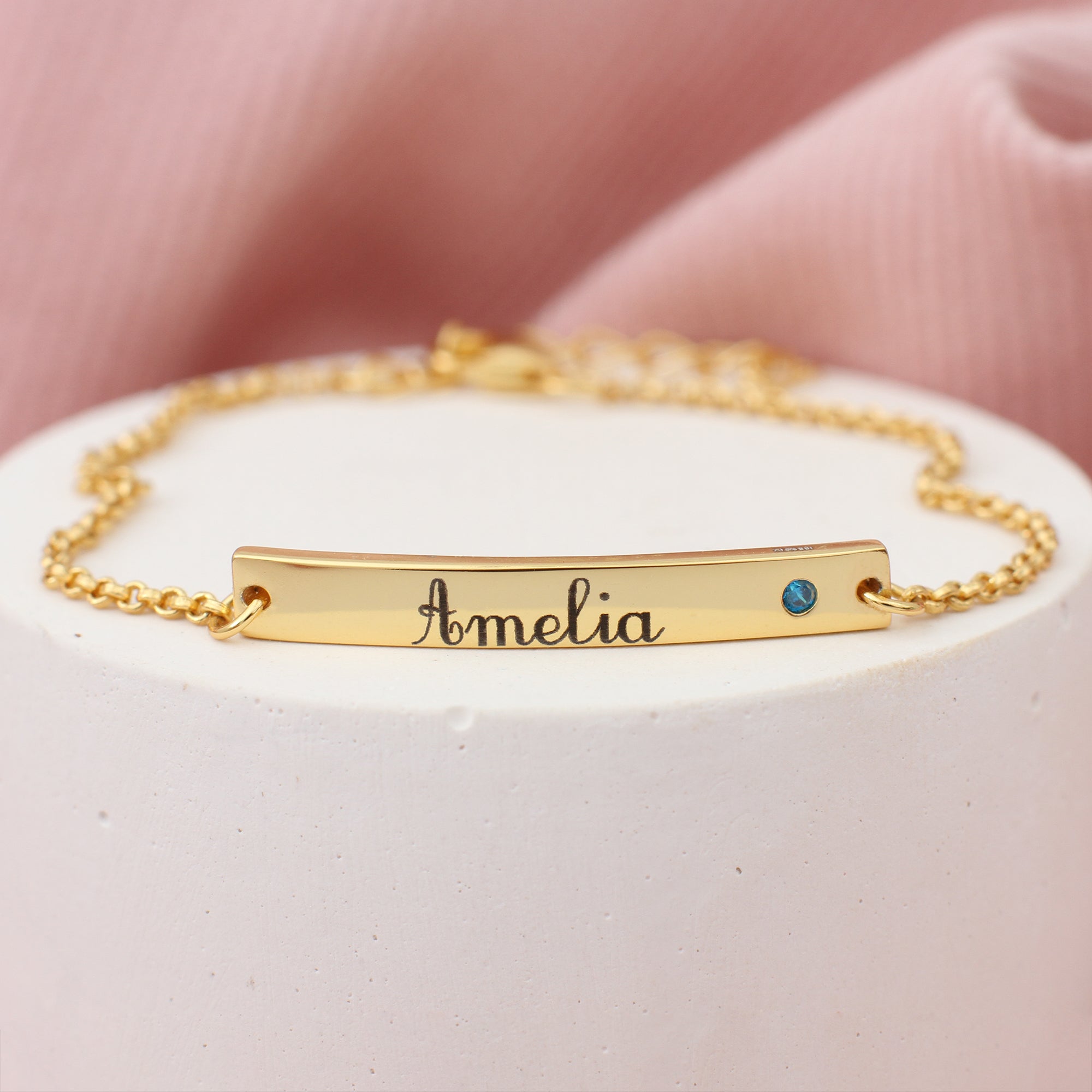 Personalised 18ct Gold Plated Child's Birthstone Christening Bracelet