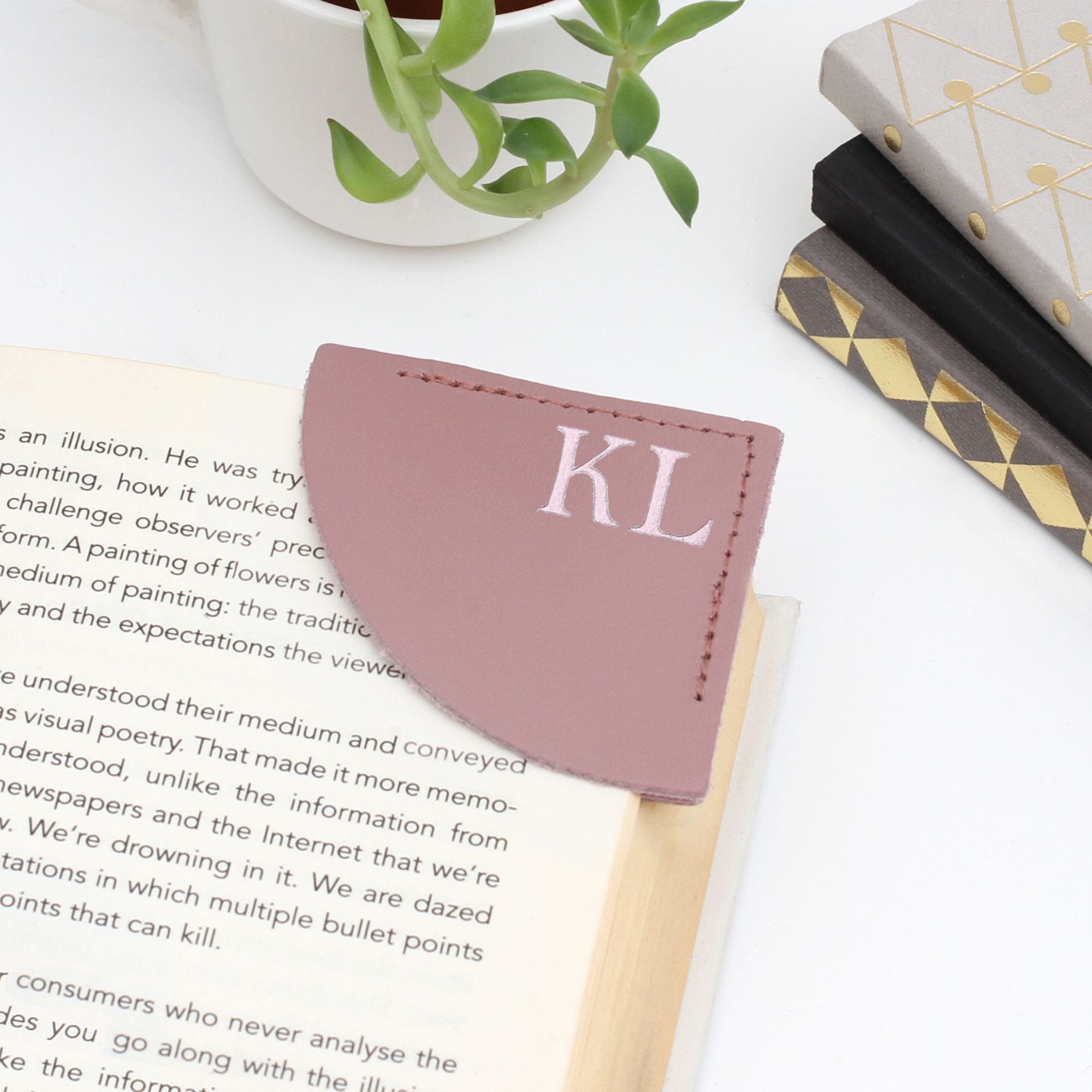 Personalised Initials Leather Page Corner Bookmark