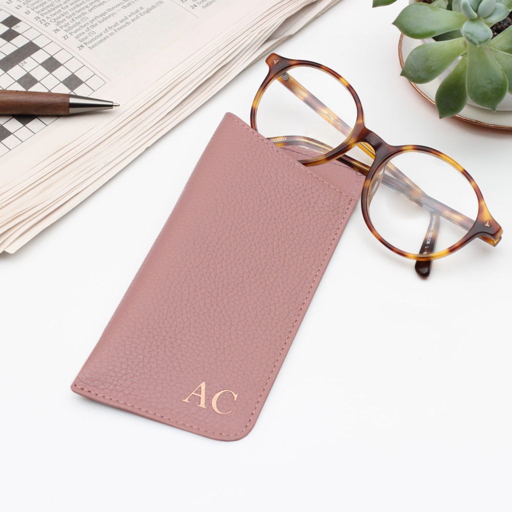 Luxury Leather Monogram Initials Glasses Case