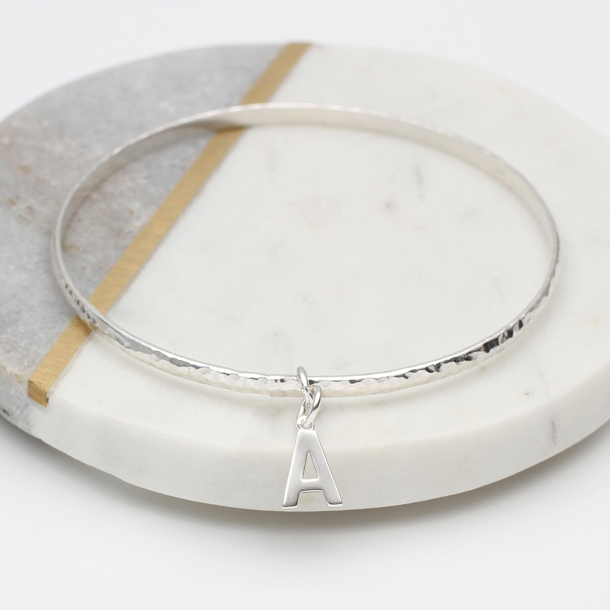 Personalised Sterling Silver Initial Charm Bangle