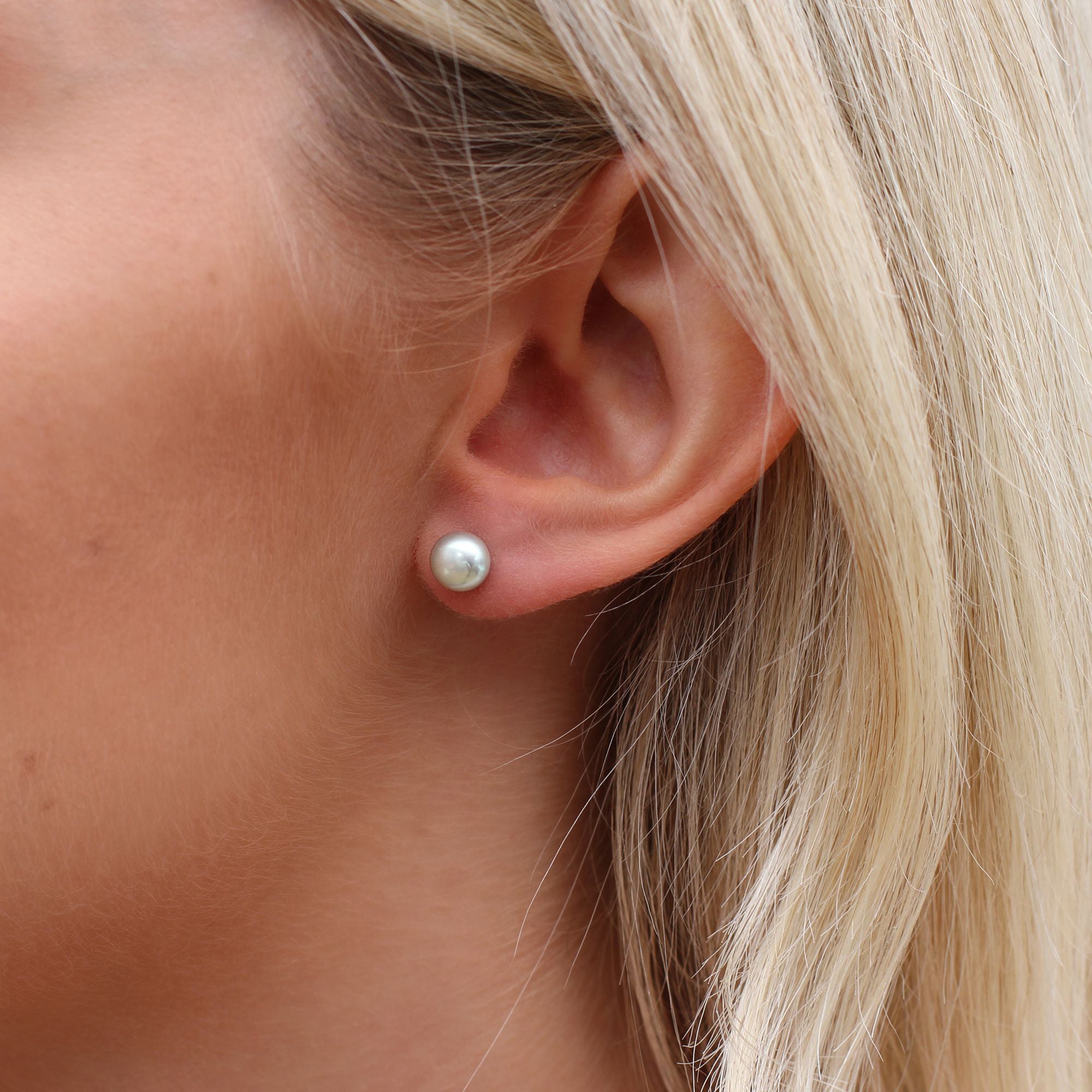 Cultured Pearl And Silver Stud Earrings