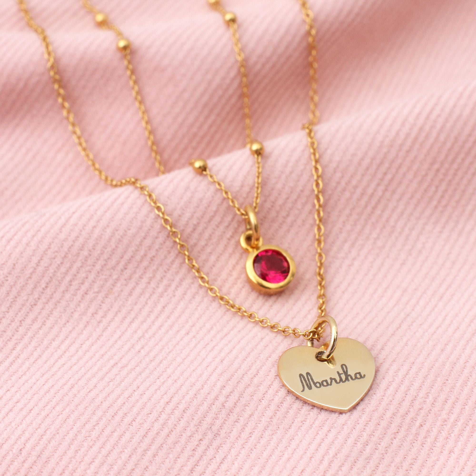Sterling Silver or 18ct Gold Plated Personalised Birthstone Layer Necklace