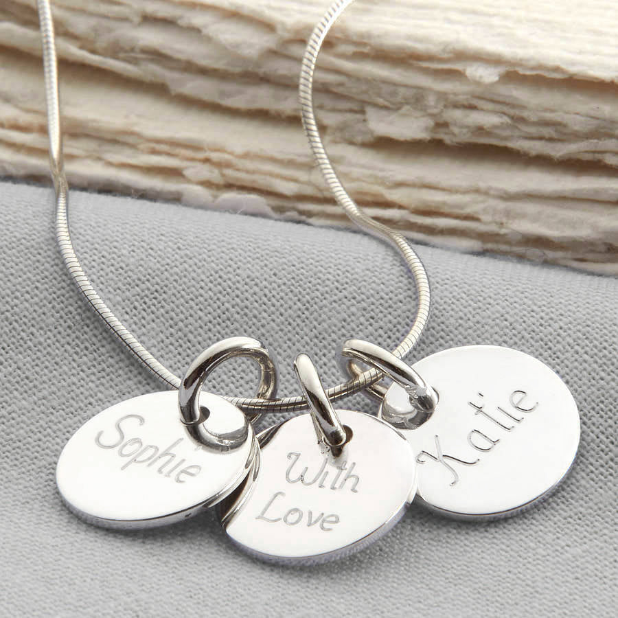 Personalised Loved Ones Sterling Silver Disc Necklace