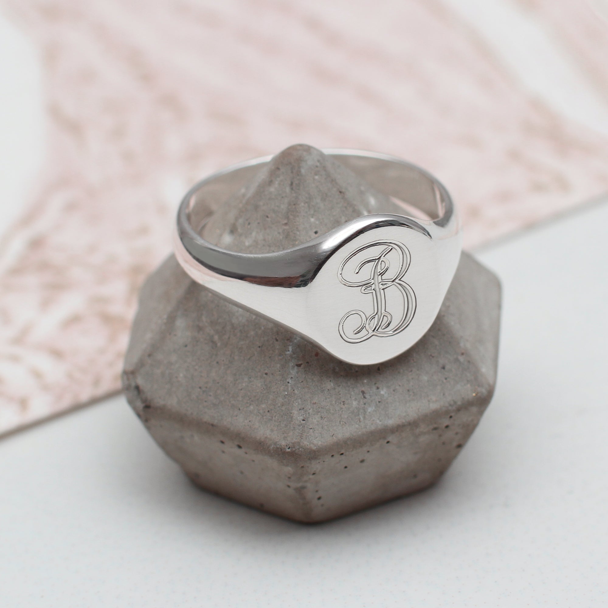 Sterling Silver Monogram Oval Signet Ring