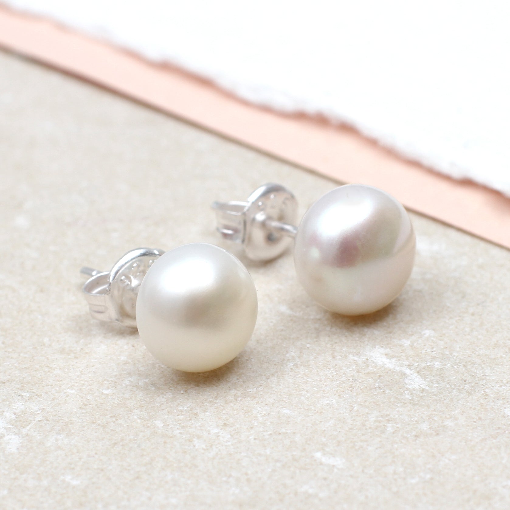 Cultured Pearl And Silver Stud Earrings