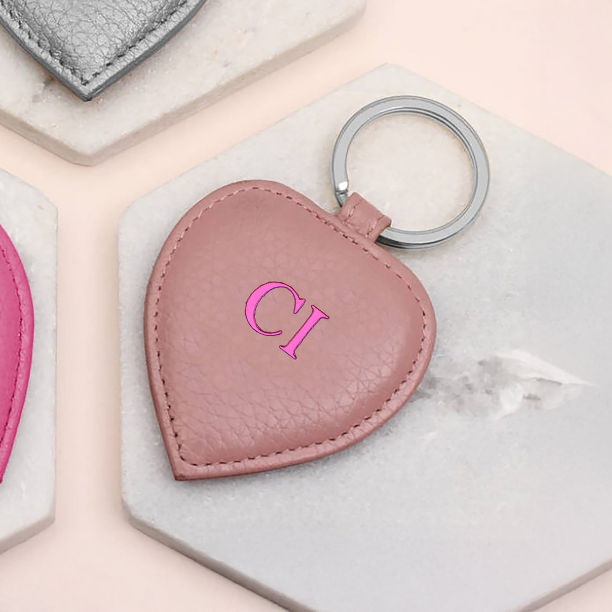 Personalised Initials Luxury Leather Keyring