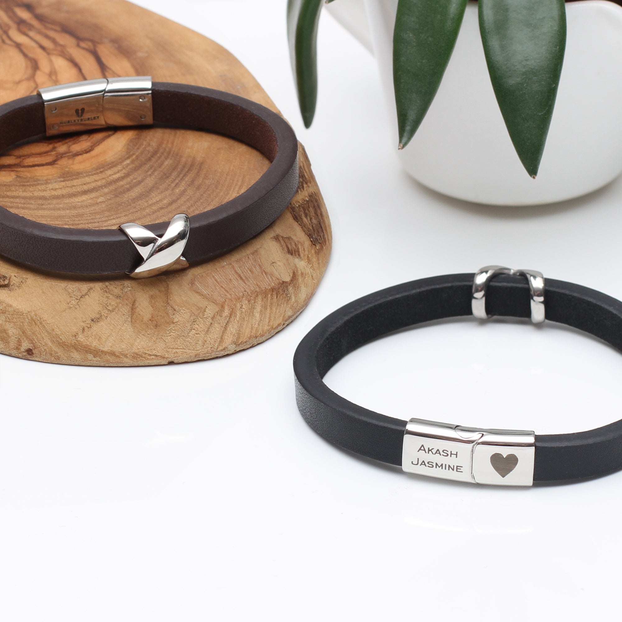 Men's Personalised Leather Infinity Bead Bracelet
