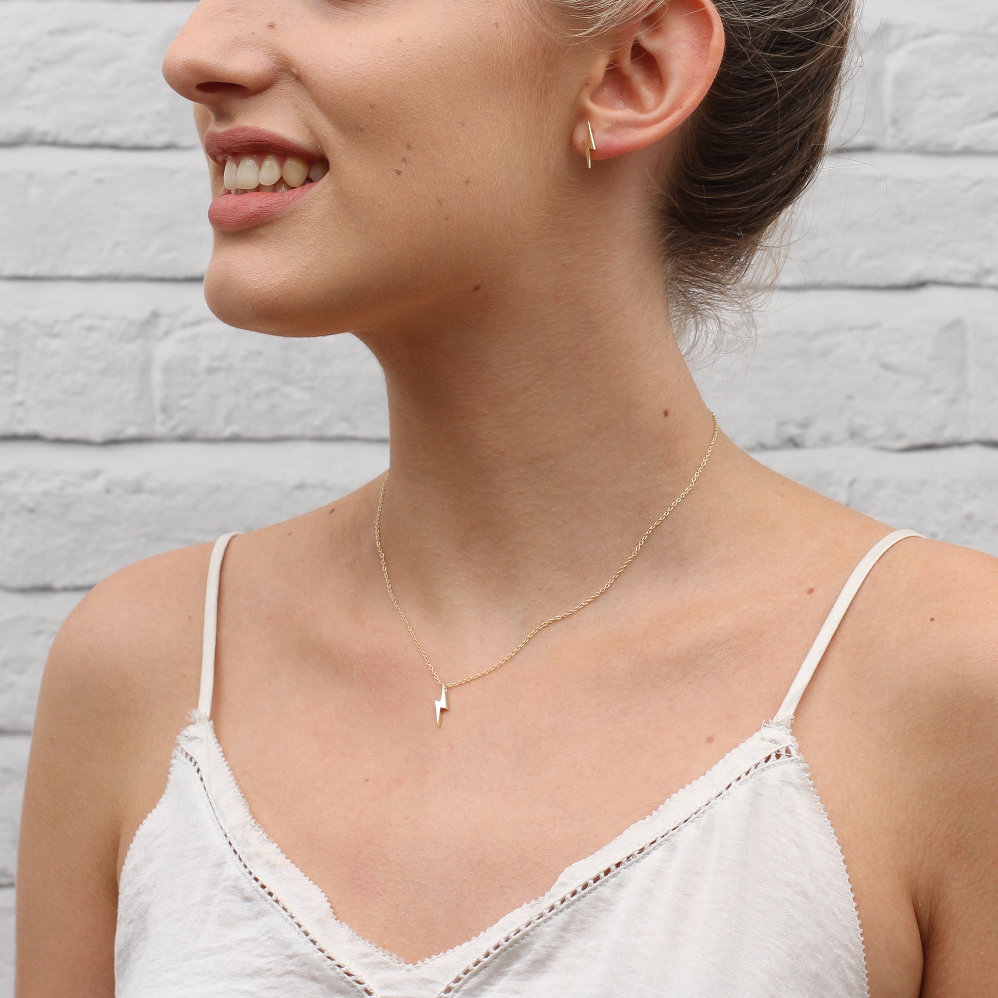 Personalised 18ct Gold Plated Mini Lightning Bolt Necklace