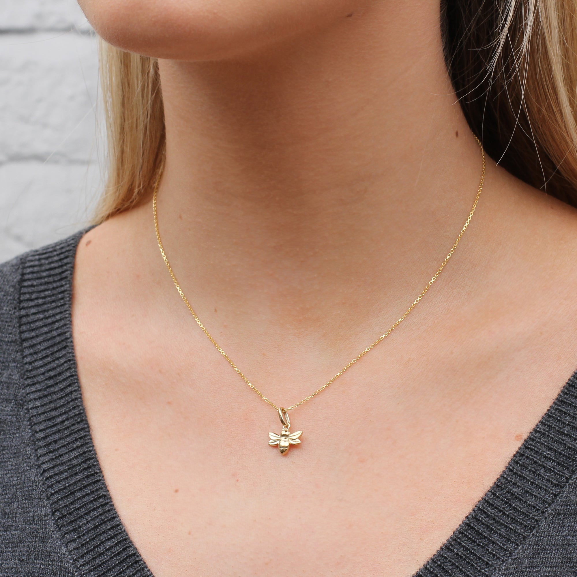 Personalised Petite Bee Necklace In Silver or 18ct Gold Plated