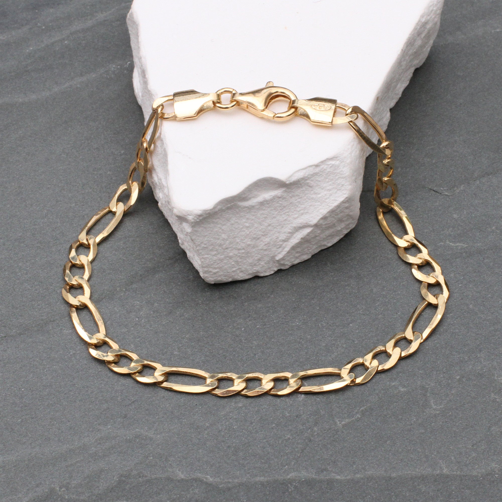 Men's 18ct Gold Plated Figaro Chain Bracelet