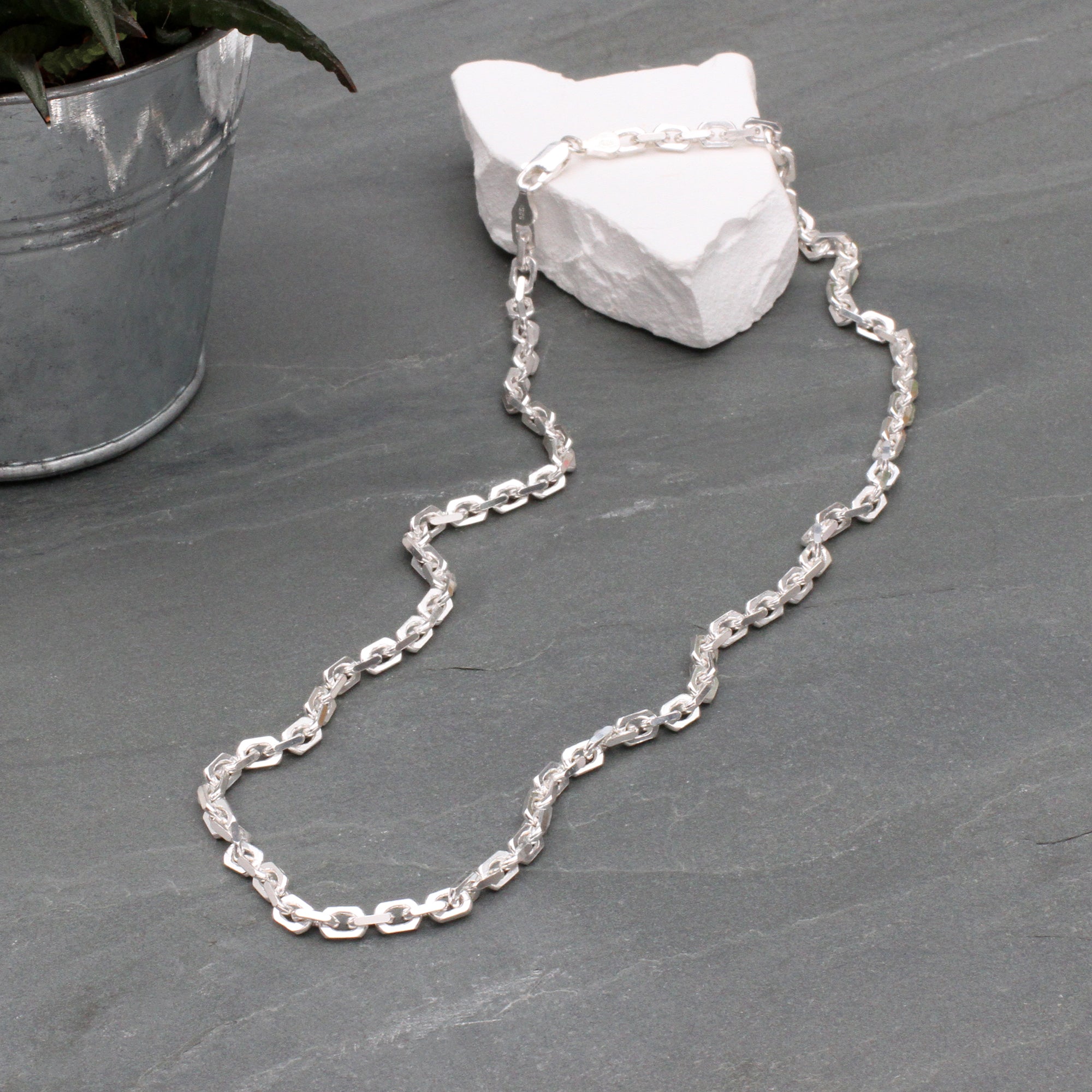 Men's Sterling Silver Anchor Chain Necklace