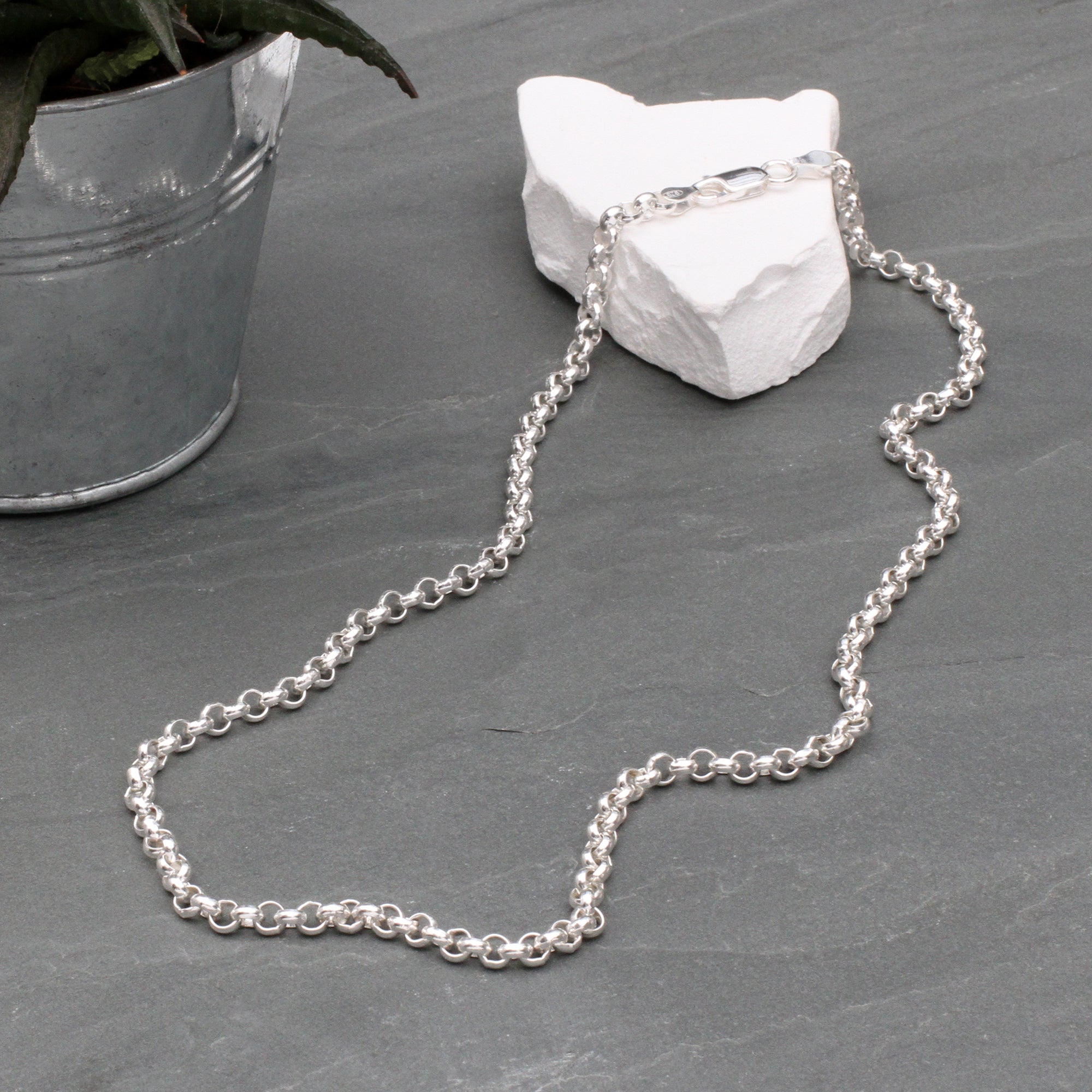 Men's Sterling Silver Round Belcher Chain Necklace