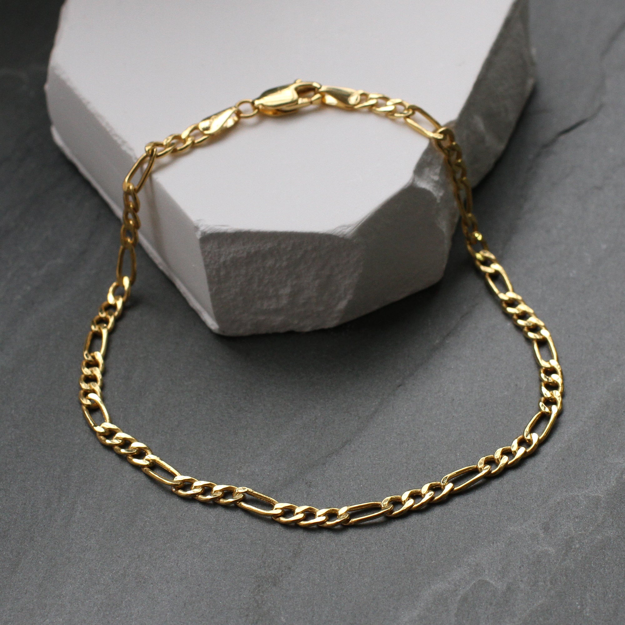 Men's 9ct Yellow Gold Figaro Chain Bracelet
