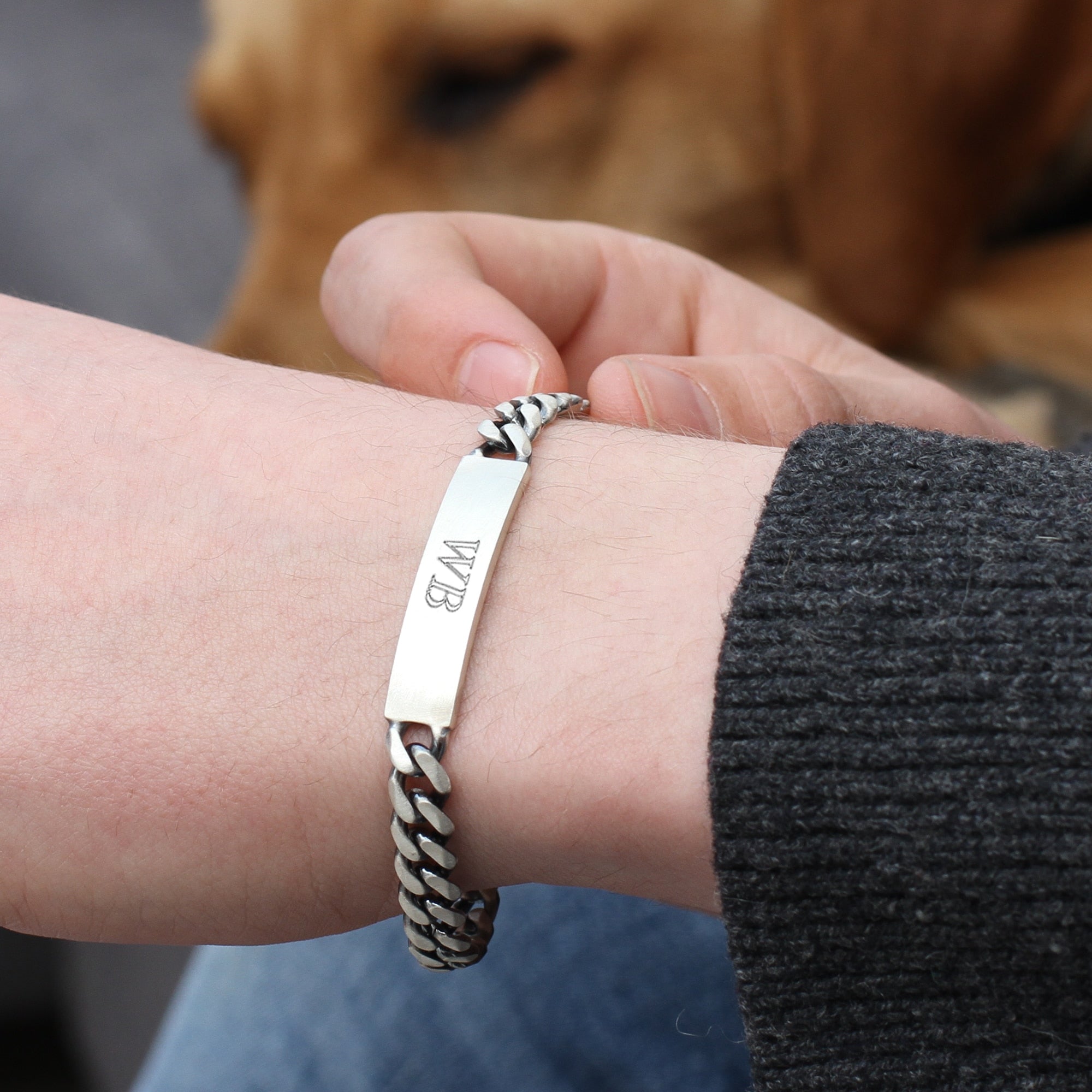 Men's Personalised Solid Sterling Silver ID Bracelet