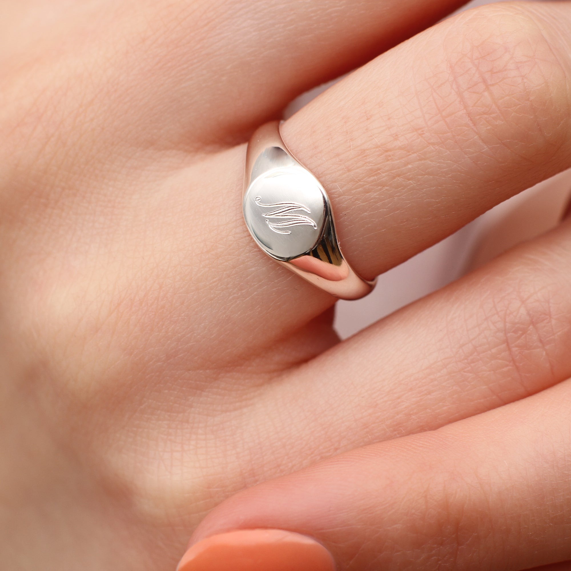 Sterling Silver Initial Pinky Ring