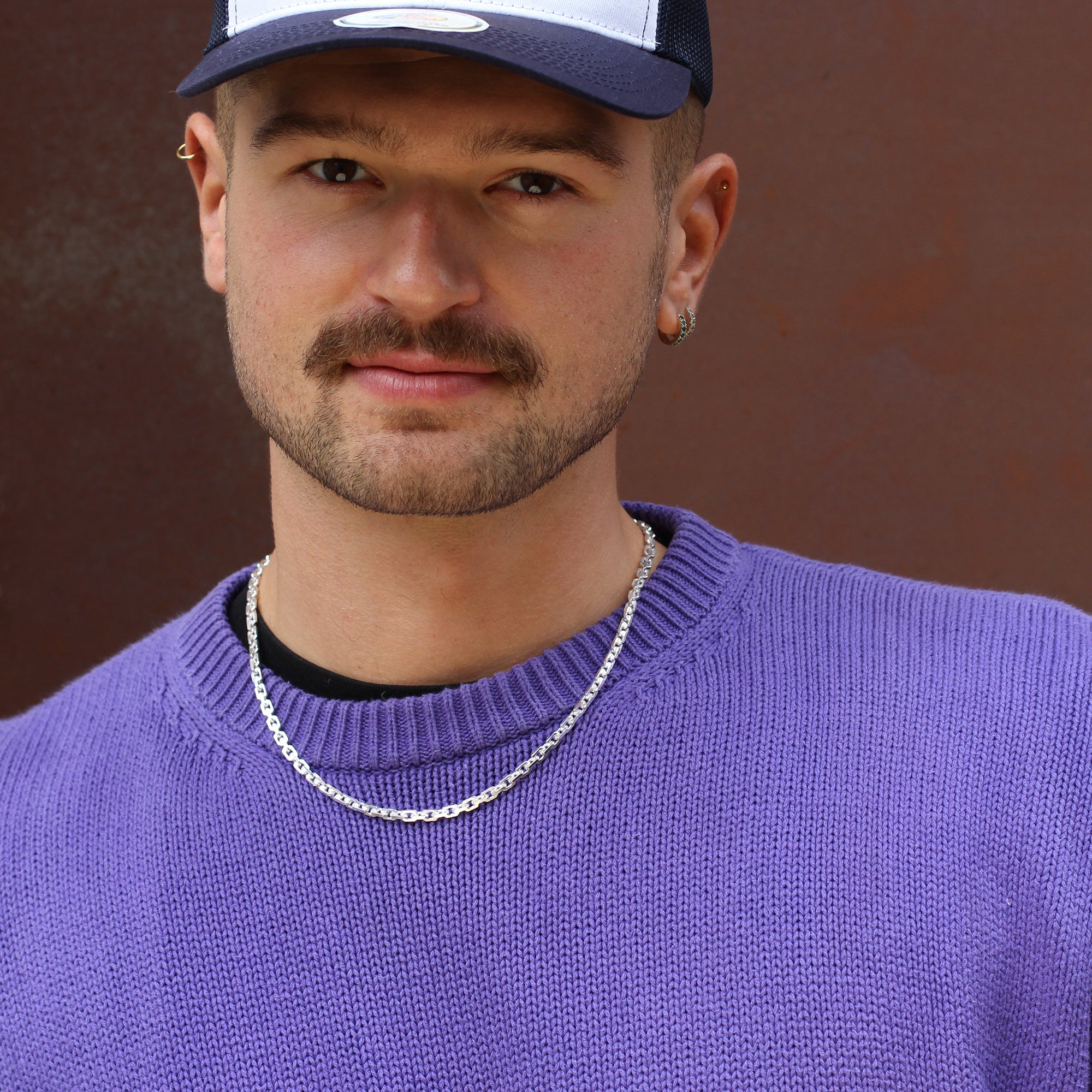 Men's Sterling Silver Anchor Chain Necklace