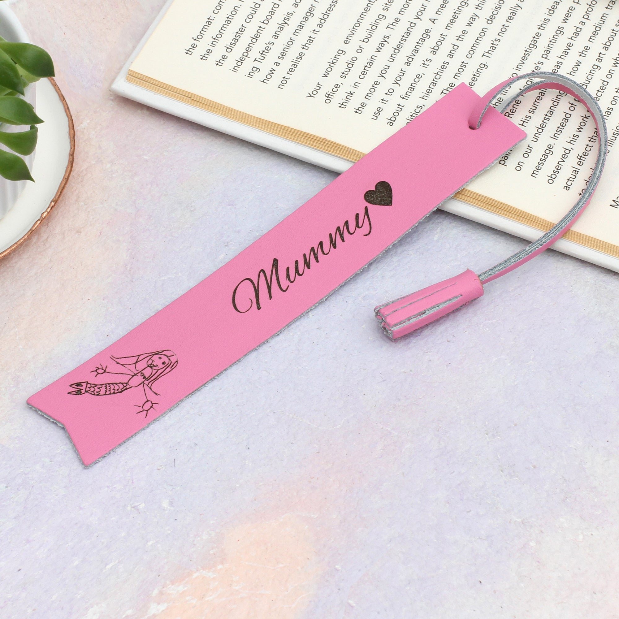 Personalised Child's Drawing Leather Bookmark