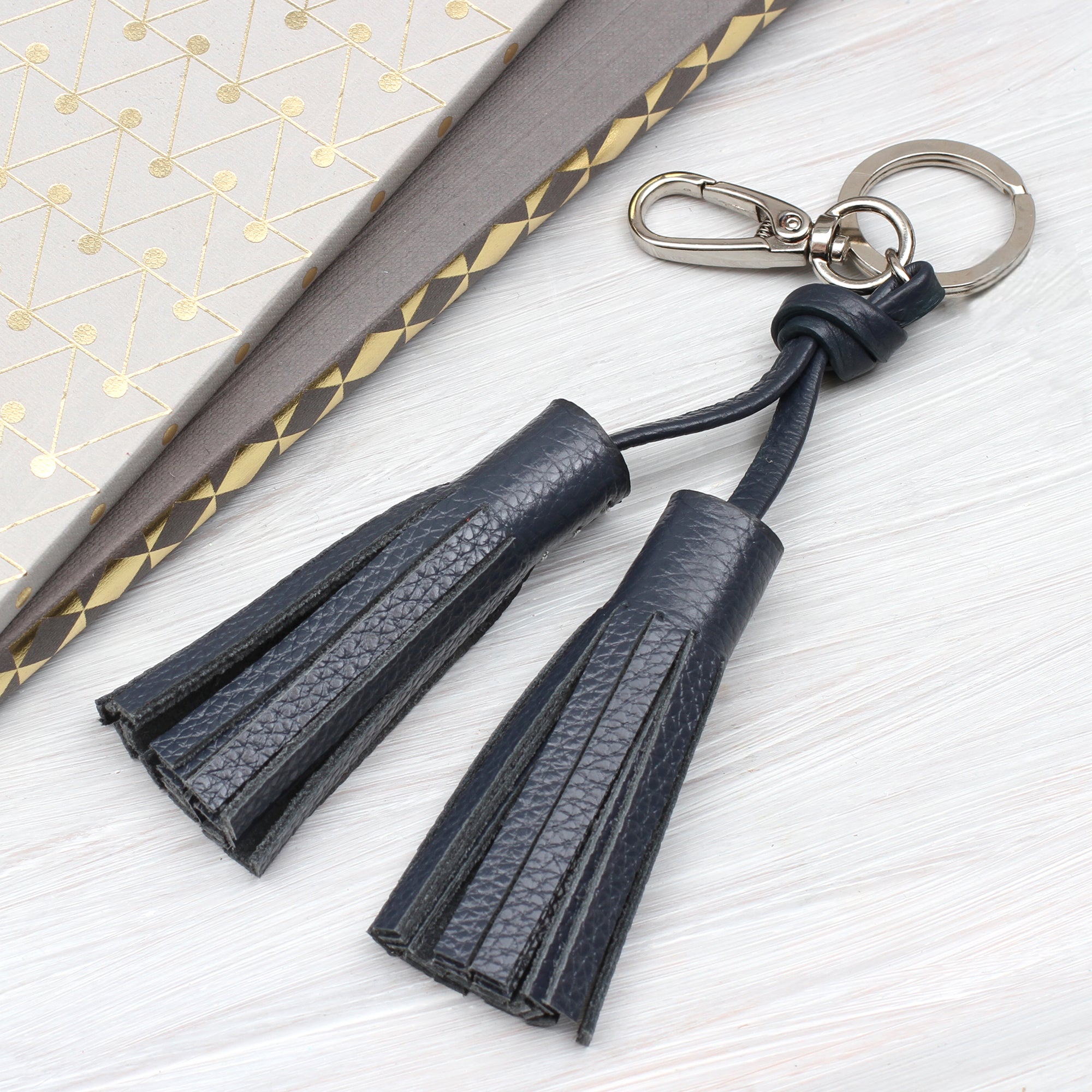 Personalised Luxury Nappa Leather Tassel Bag Charm