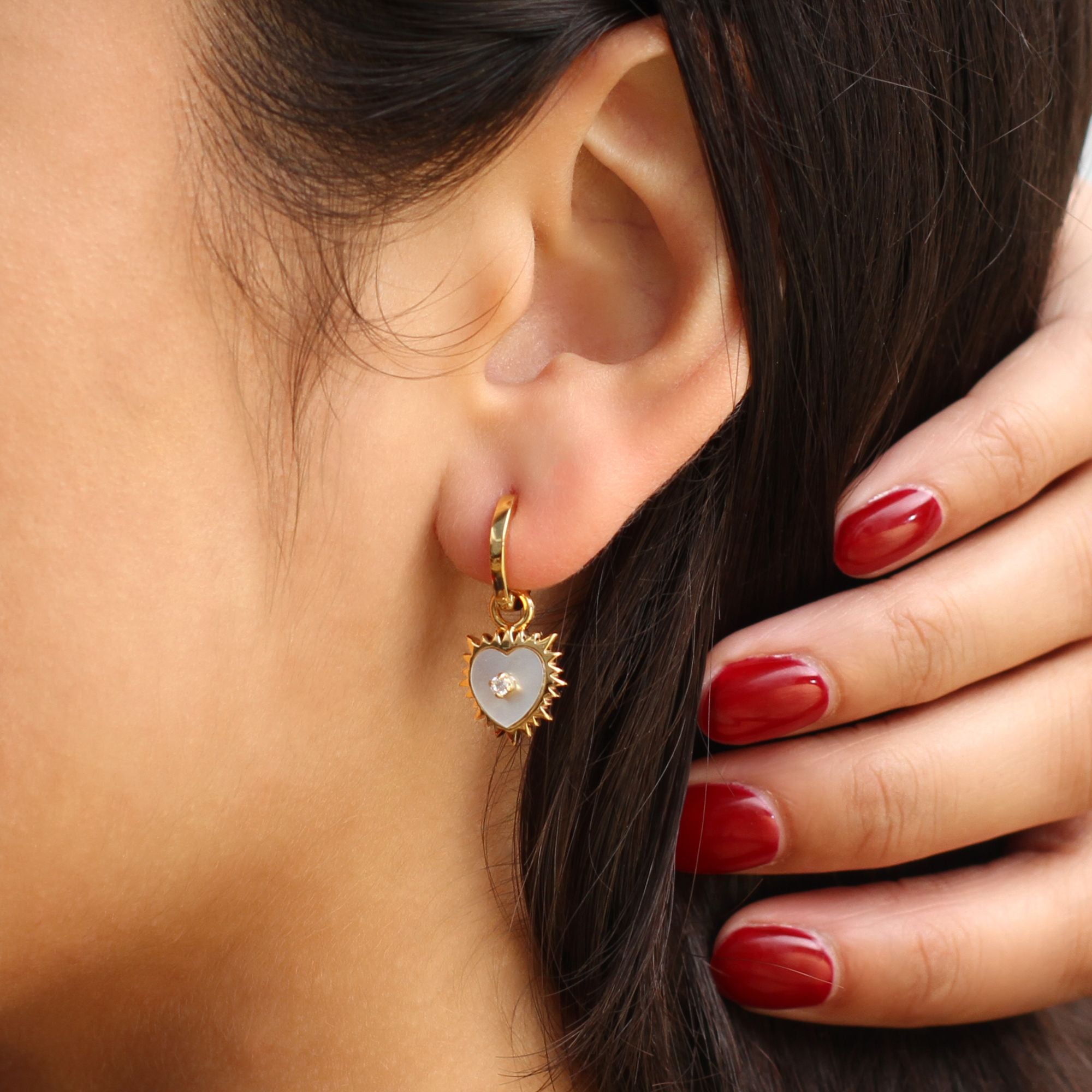 Gold & Mother of Pearl Sacred Heart Earrings