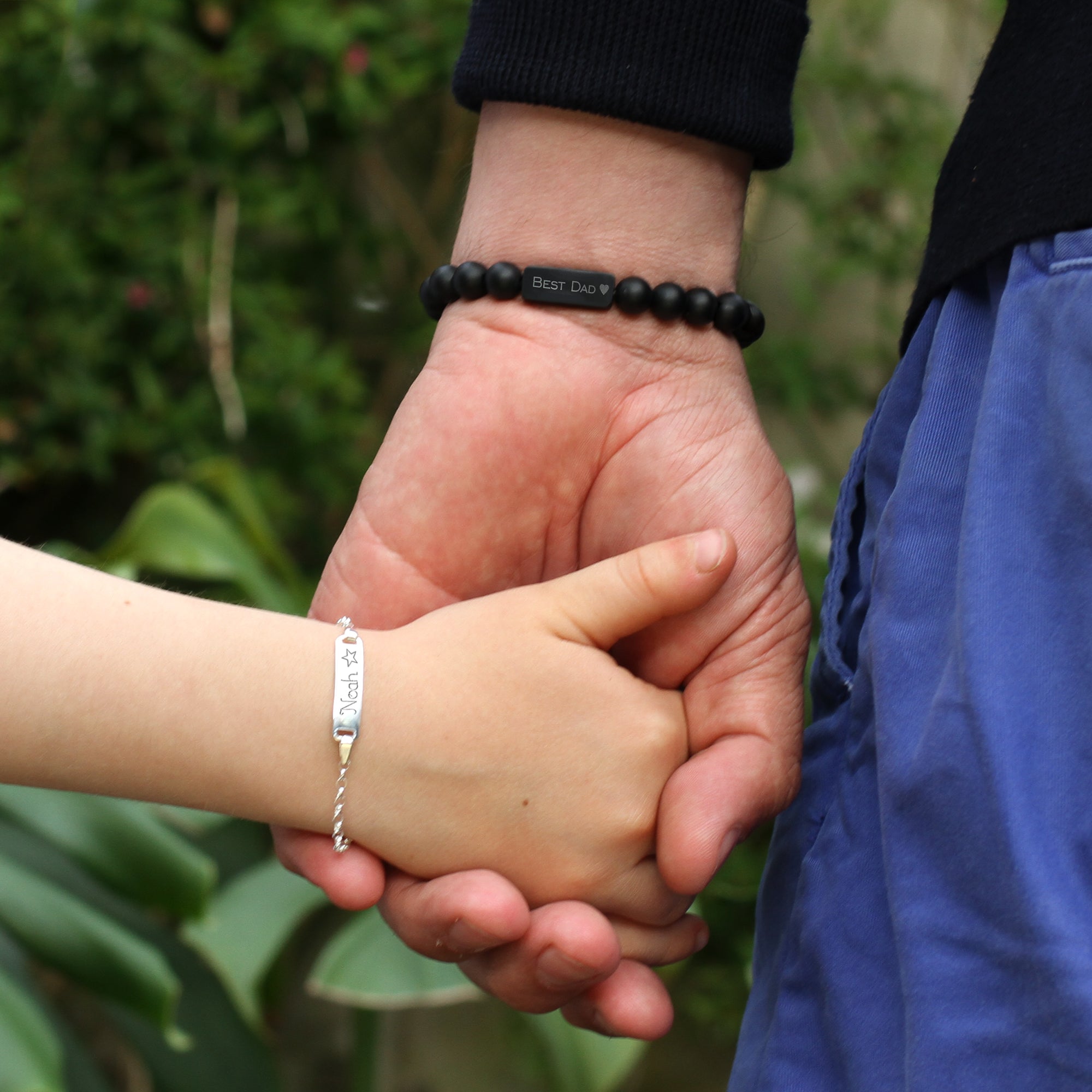 Men's Personalised Onyx Bead Bracelet
