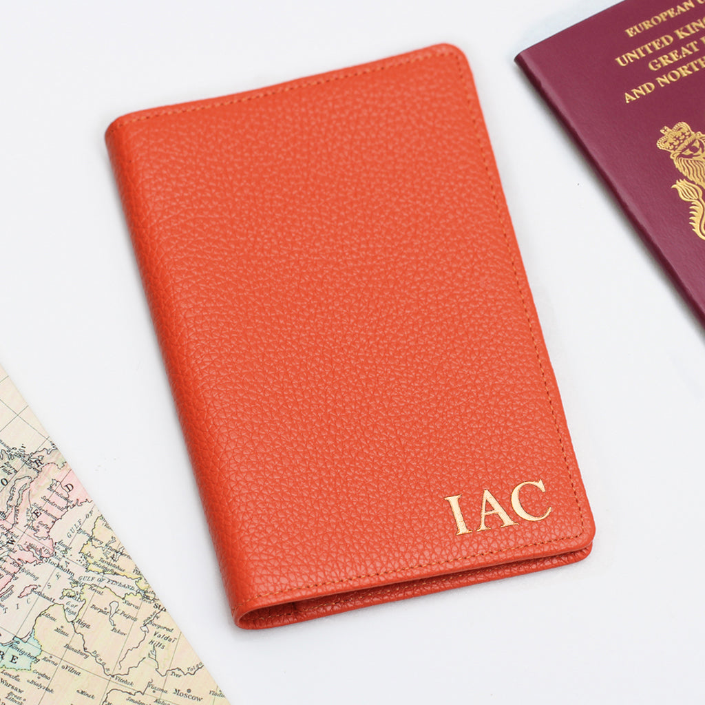 Luxury Leather Embossed Initial Passport Holder