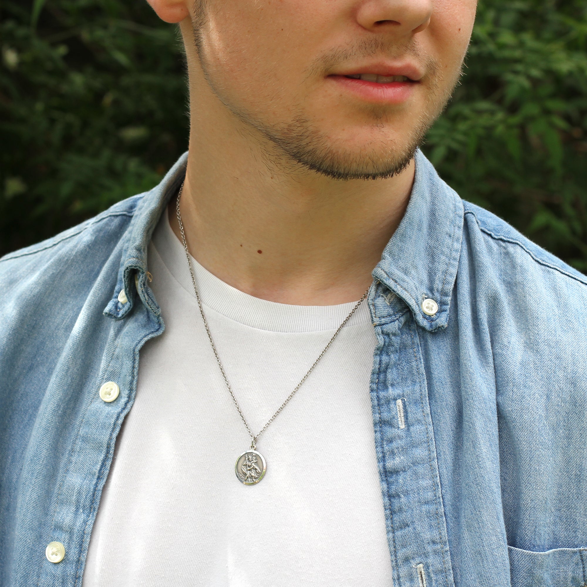 Personalised Silver St Christopher Medal Necklace