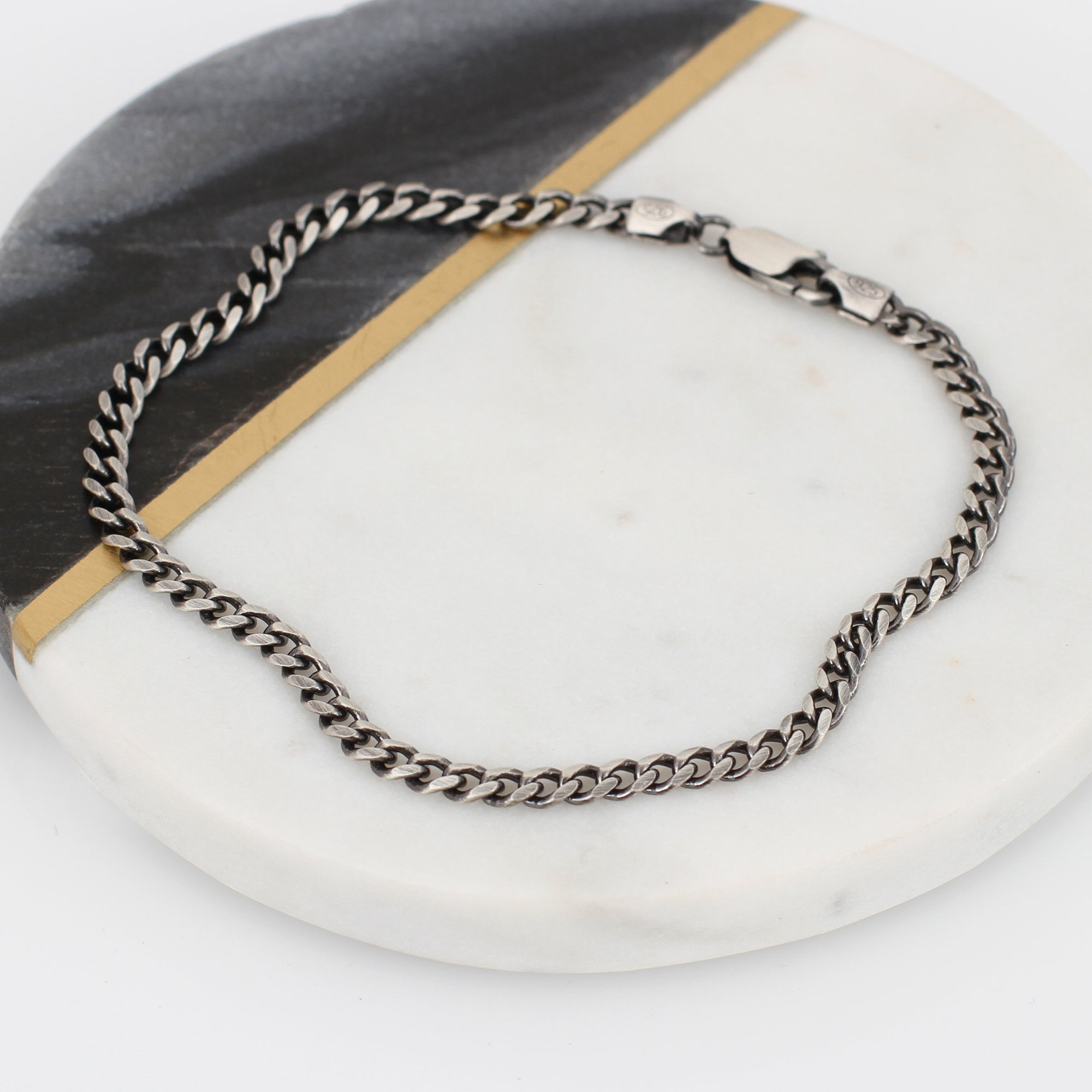 Sterling Silver Men's Curb Chain Bracelet