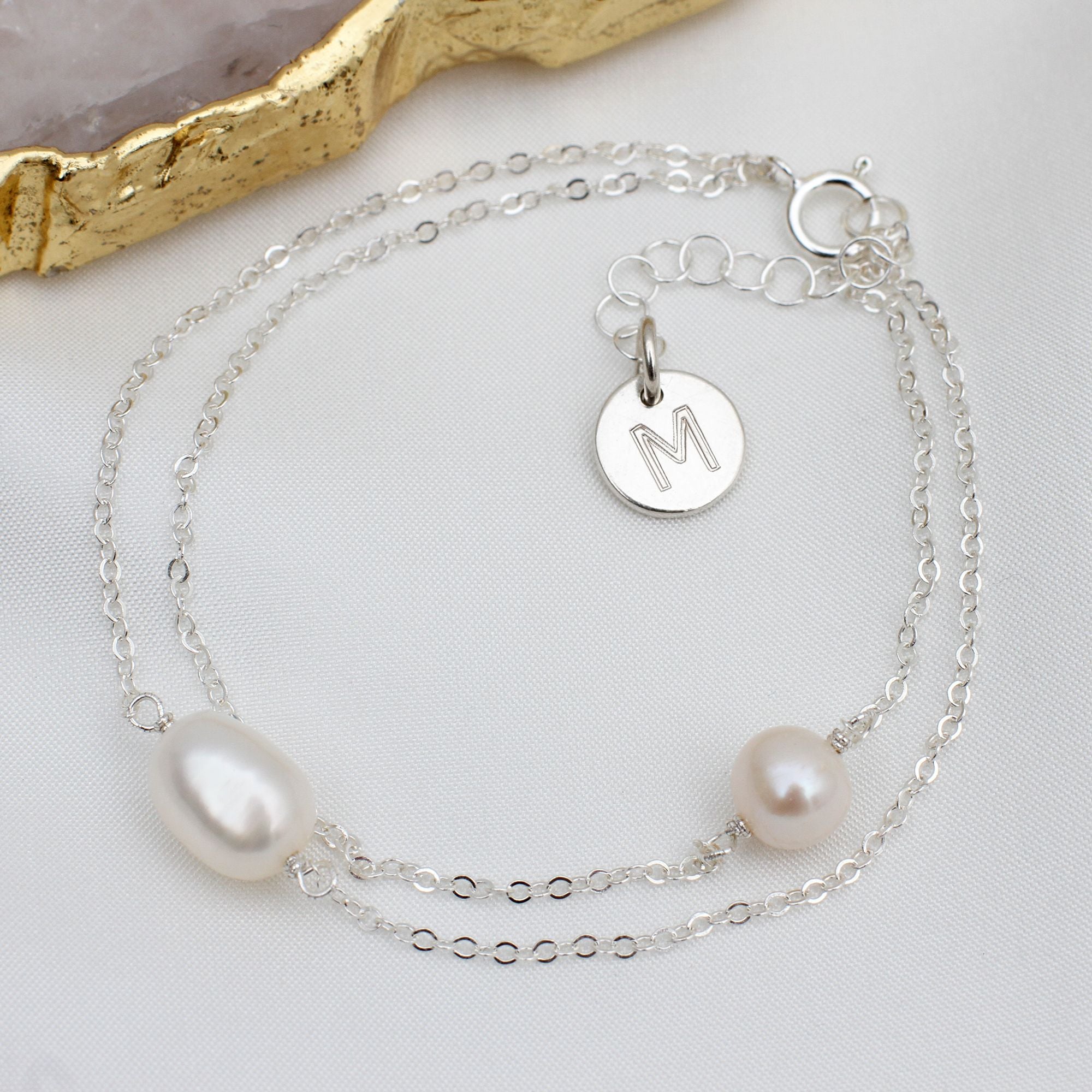 Sterling Silver Or 18ct Gold Plated Pearl Bracelet