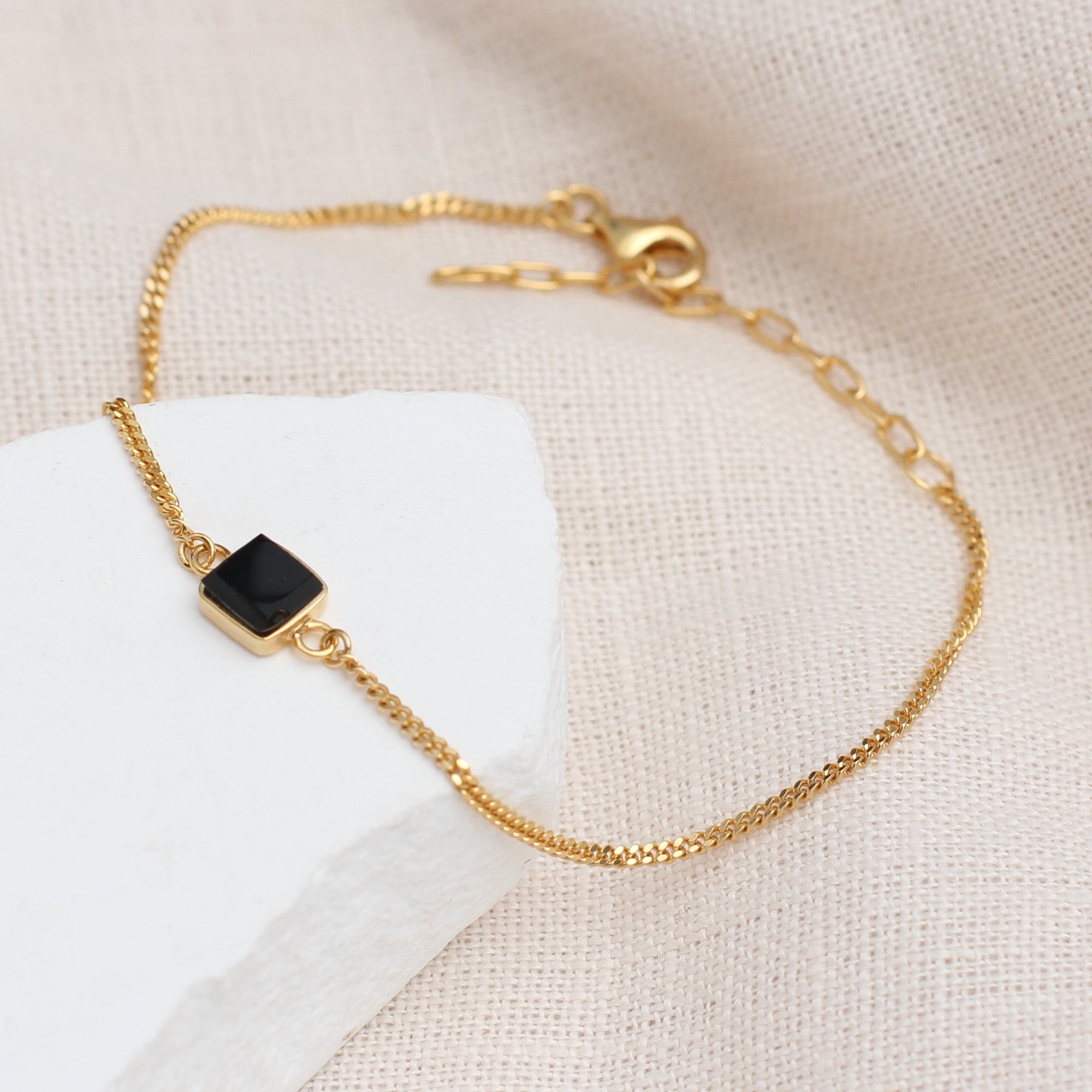 Personalised Gold Onyx Necklace & Bracelet Set