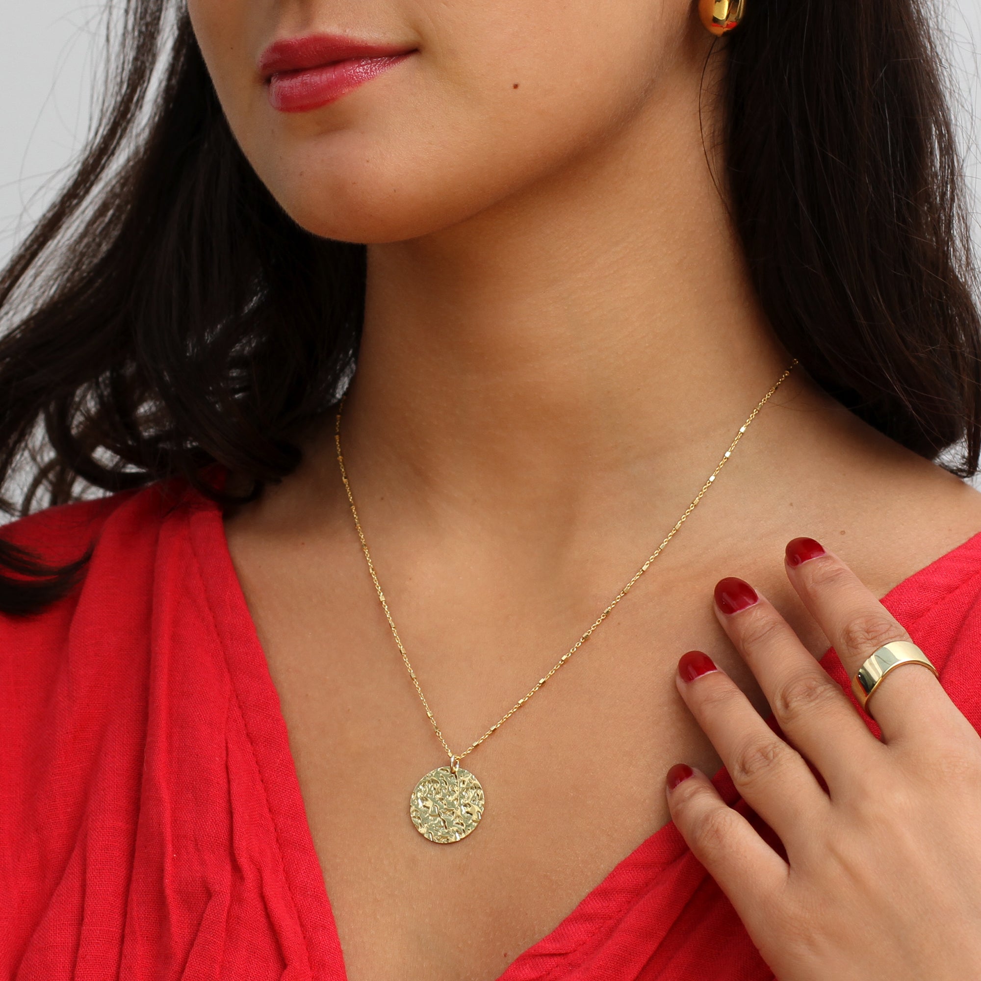 Personalised Gold Plated Or Silver Hammered Disc Necklace