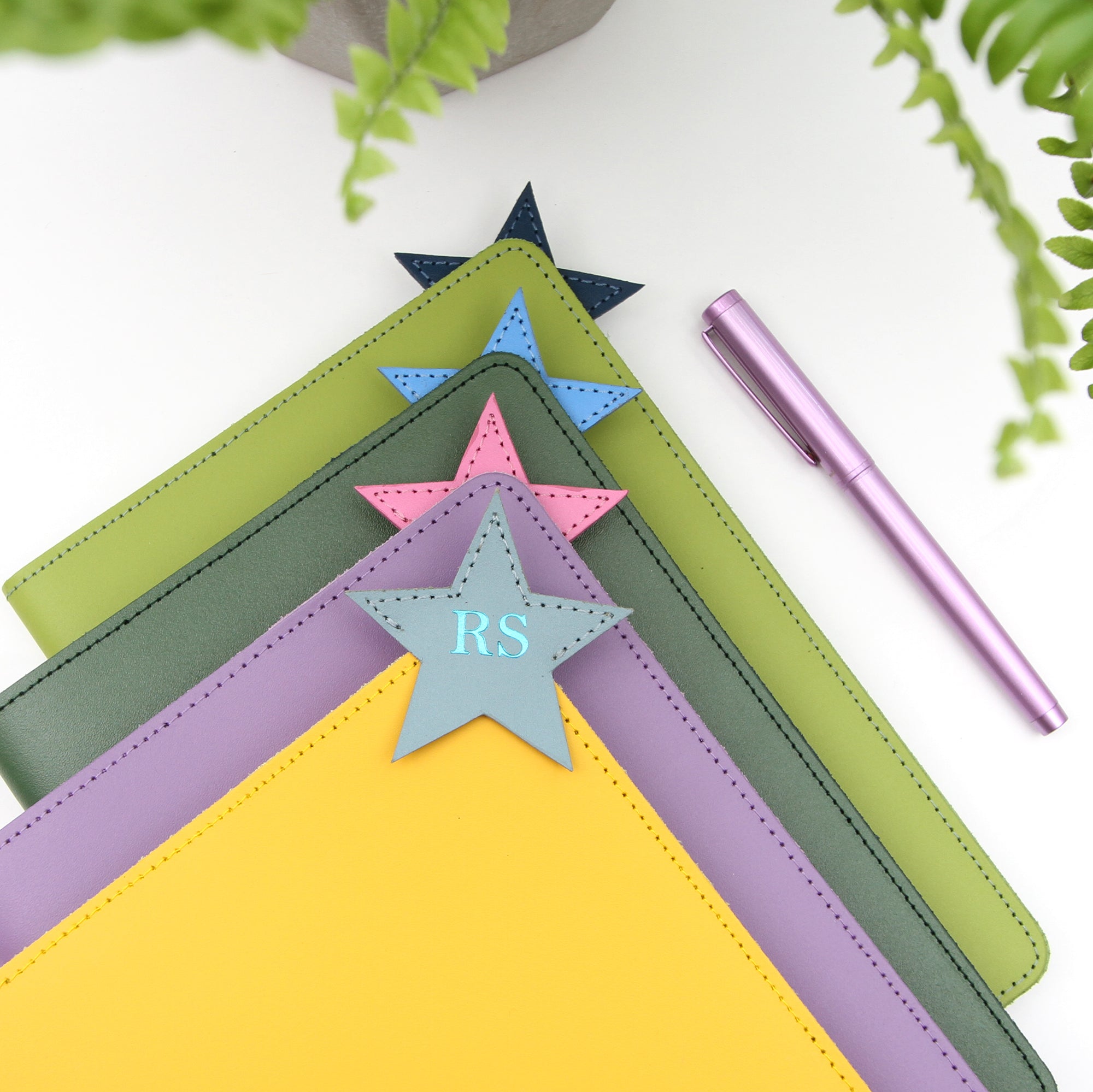 Personalised Leather Notebook And Star Bookmark Set