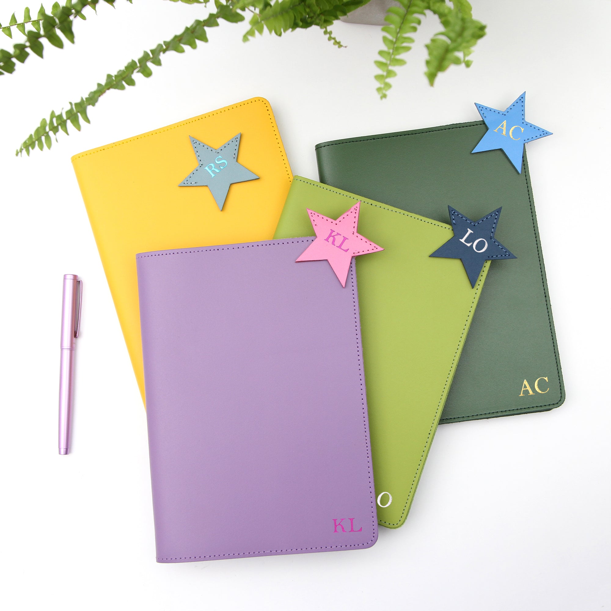 Personalised Leather Notebook And Star Bookmark Set