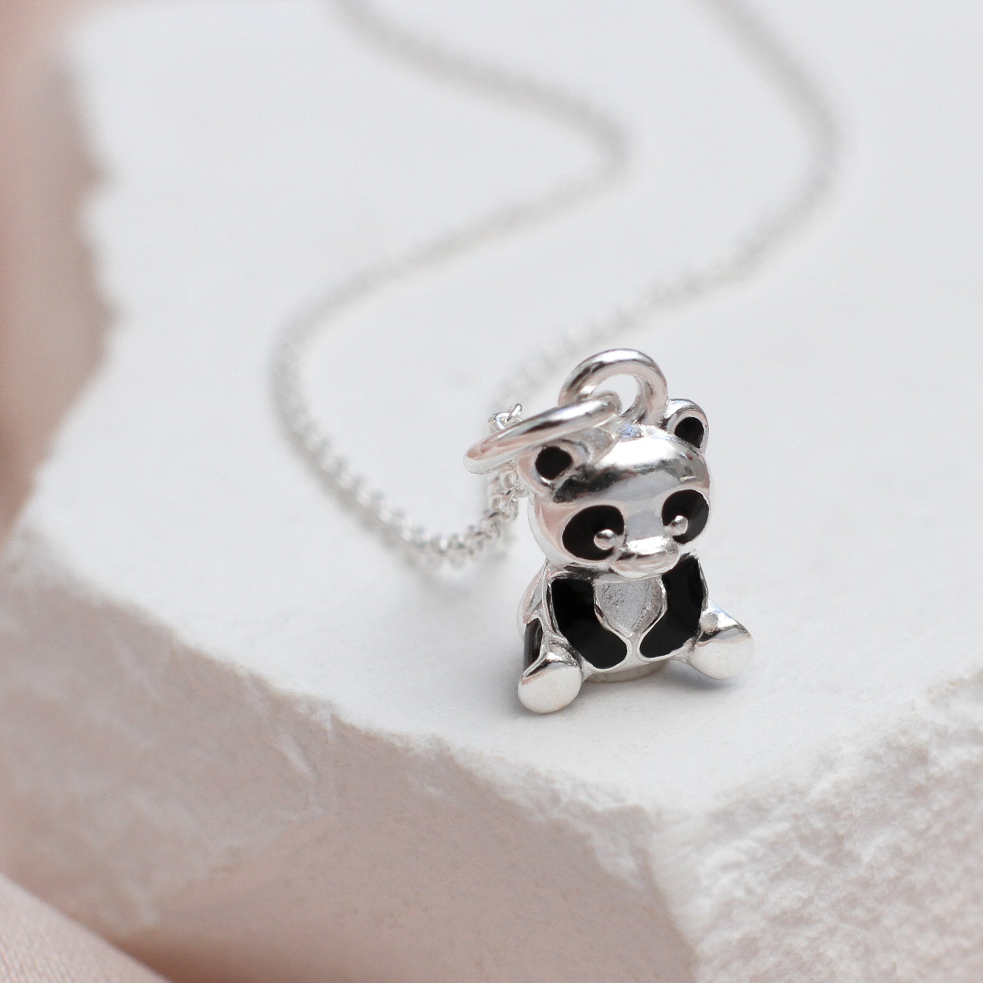 Personalised Sterling Silver Panda Charm Necklace