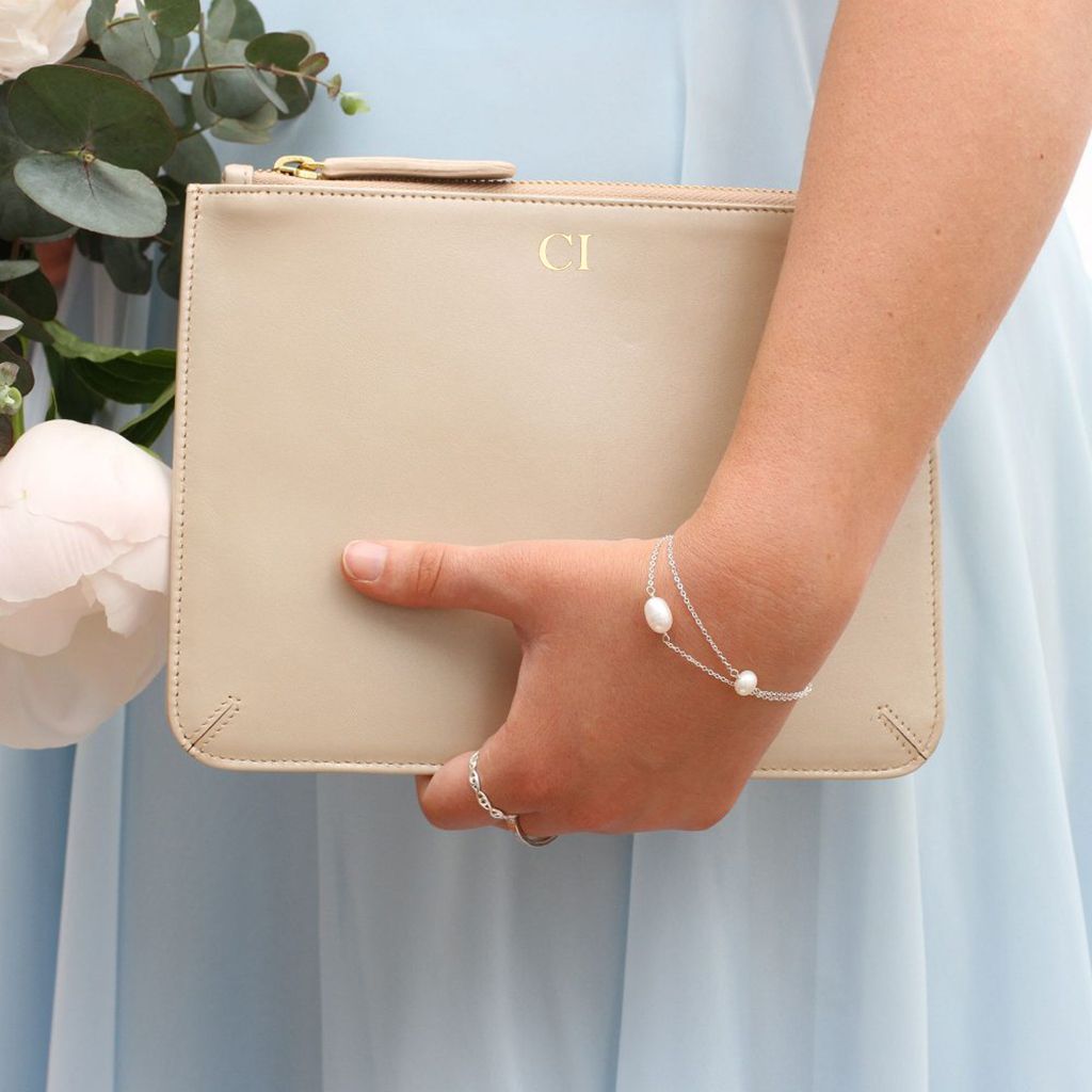 Bridesmaid Personalised Leather Clutch Bag
